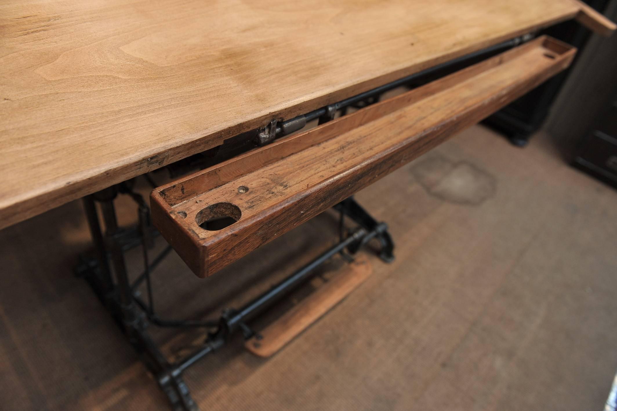 Iron Optima French Adjustable Architect's Drafting Table, 1900s