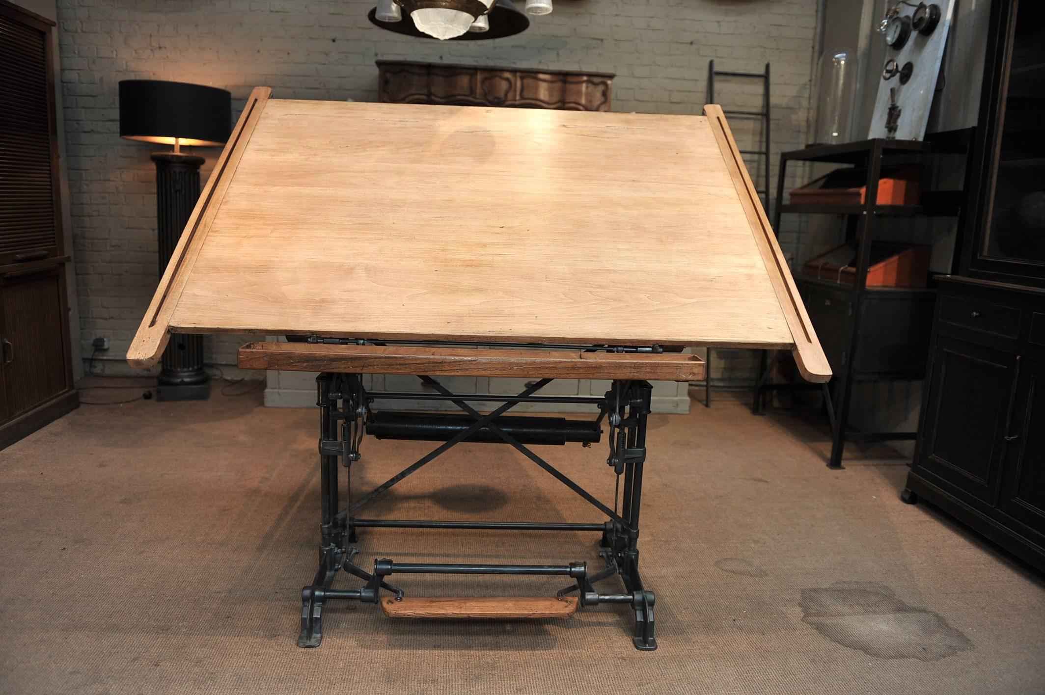 Optima French Adjustable Architect's Drafting Table, 1900s 1