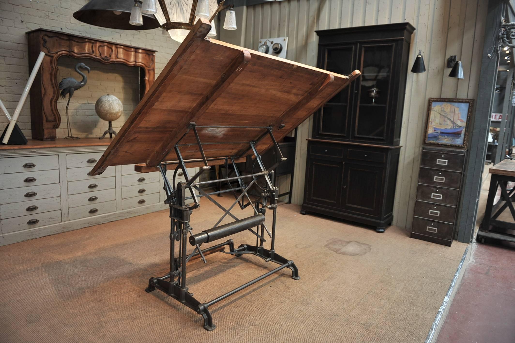 Early 20th Century Optima French Adjustable Architect's Drafting Table, 1900s