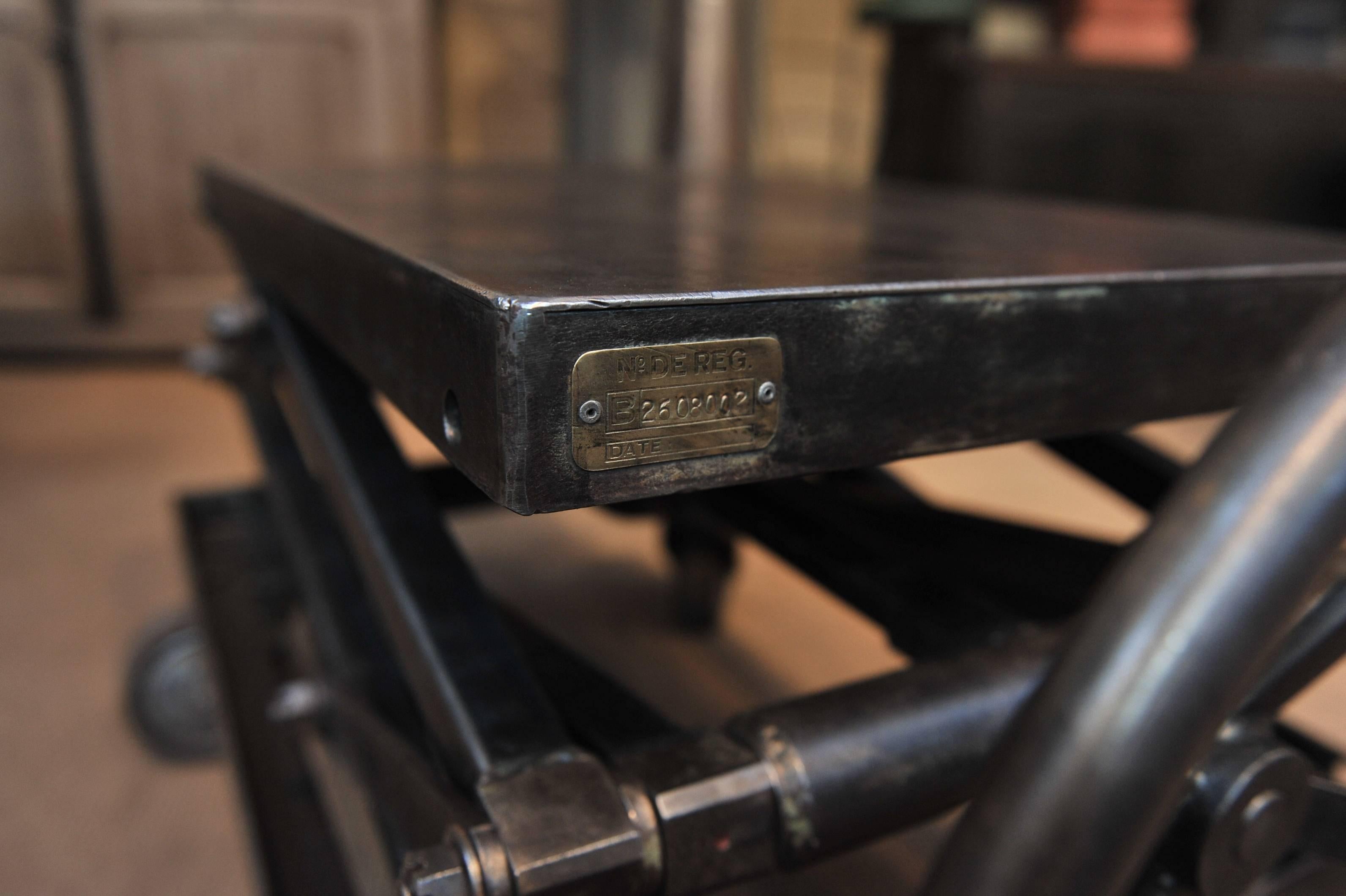 Industrial Iron Adjustable Rising Table on Wheels 3