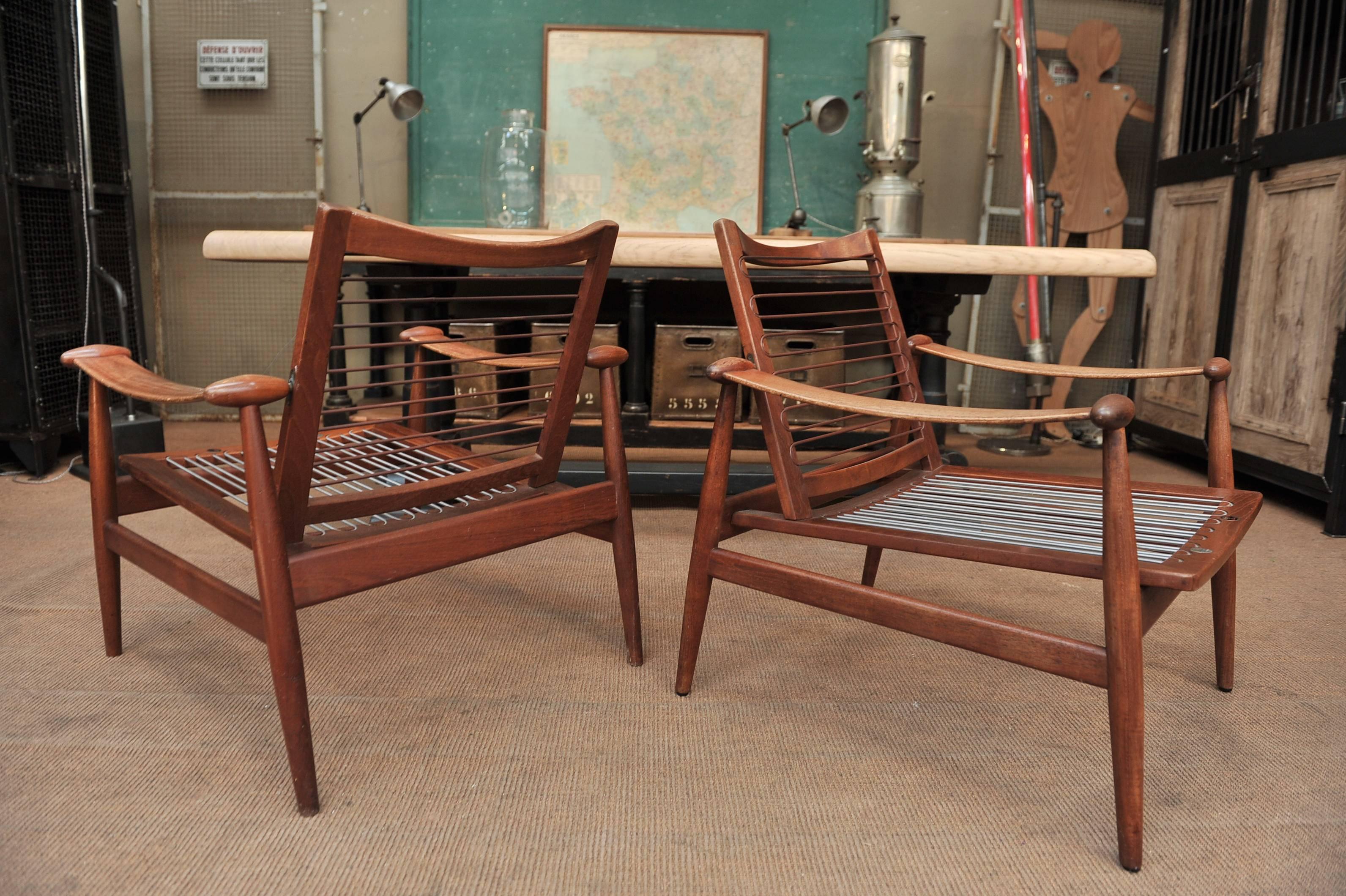Pair of Danish  Lounge Chairs by of Finn Juh  Model 153 3
