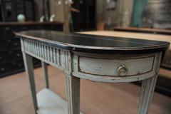 Louis XVI Style Vintage Curved Console with Table Two Sliding Drawers
