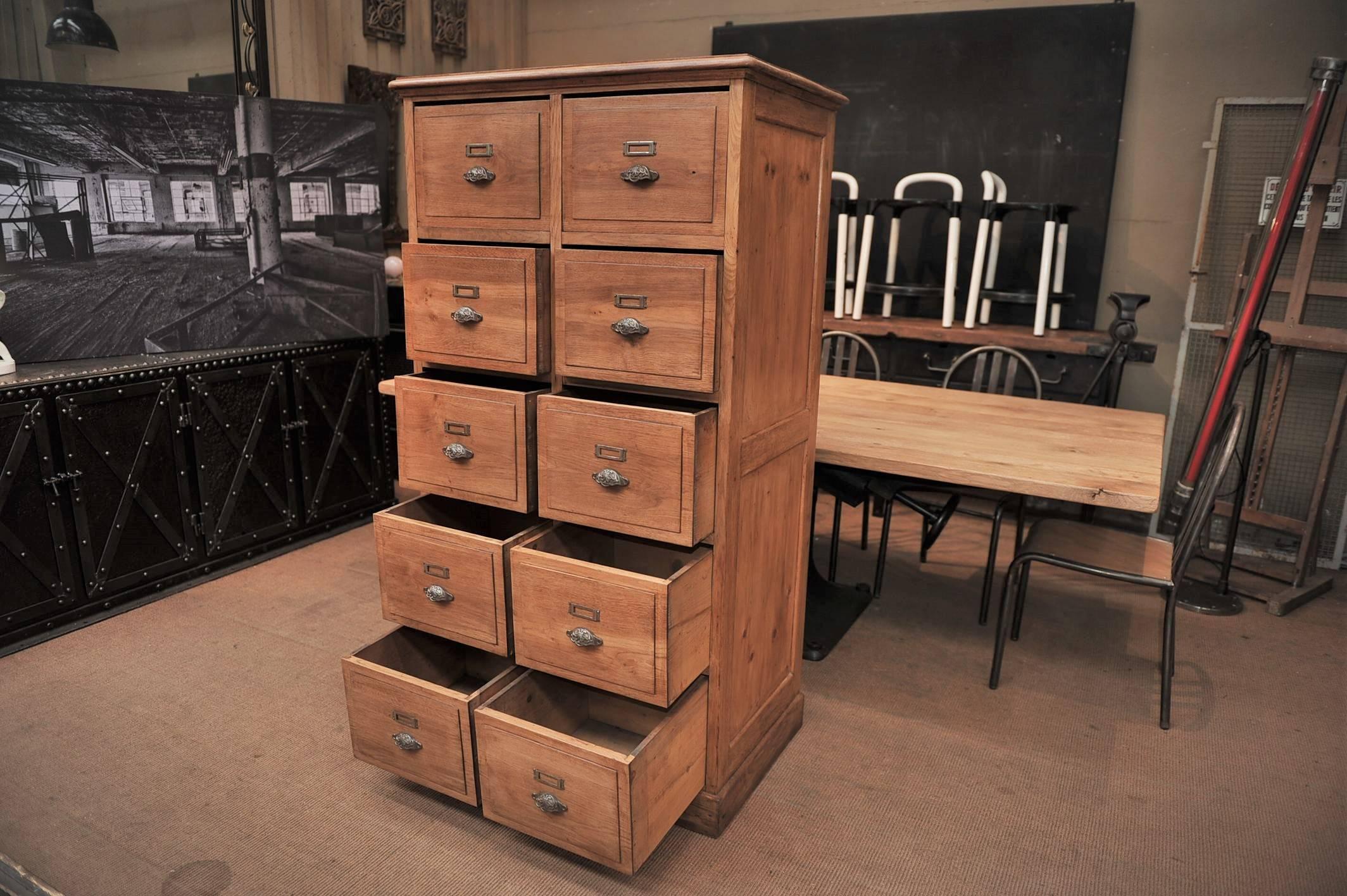 Art Nouveau 1900s Oak Drawer File Cabinet