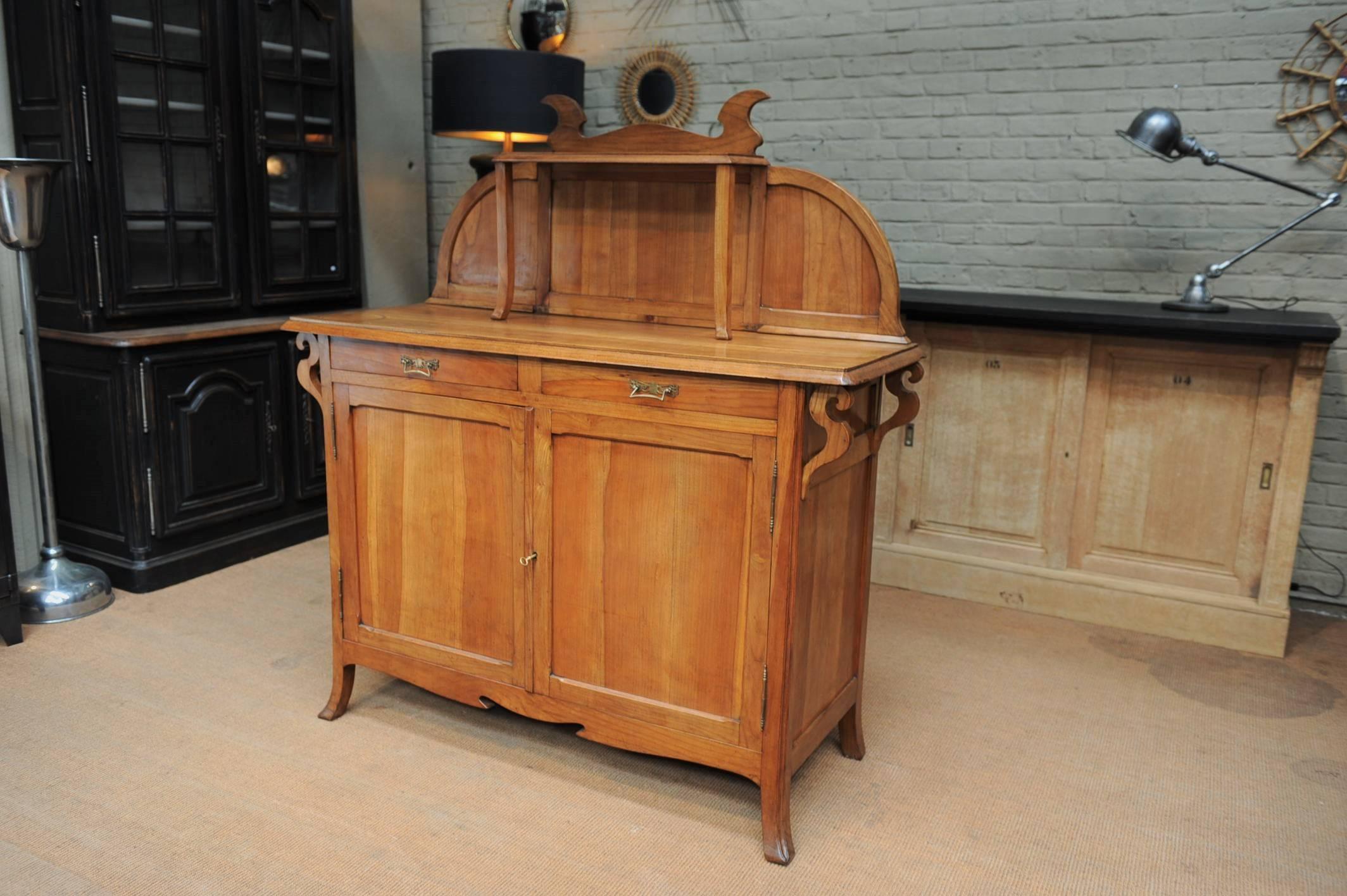 Art Nouveau French Wild Cherrywood 1900 Cabinet In Excellent Condition In Roubaix, FR