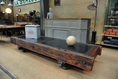 Huge Industrial Steel and Pine Mine Wagon Coffee Table