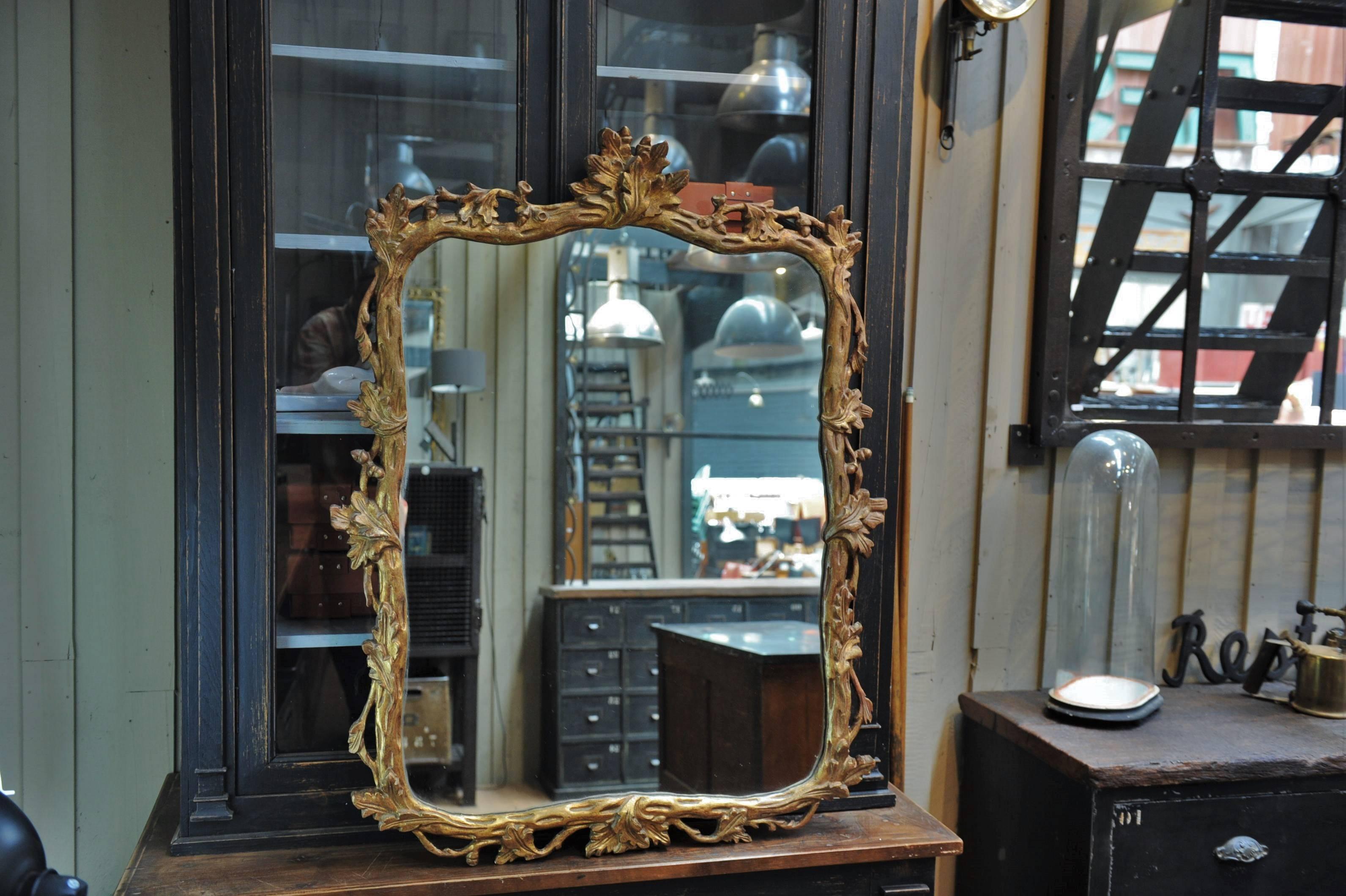 French Louis XV Style Giltwood Mirror Neoclassical, circa 1950 In Excellent Condition In Roubaix, FR