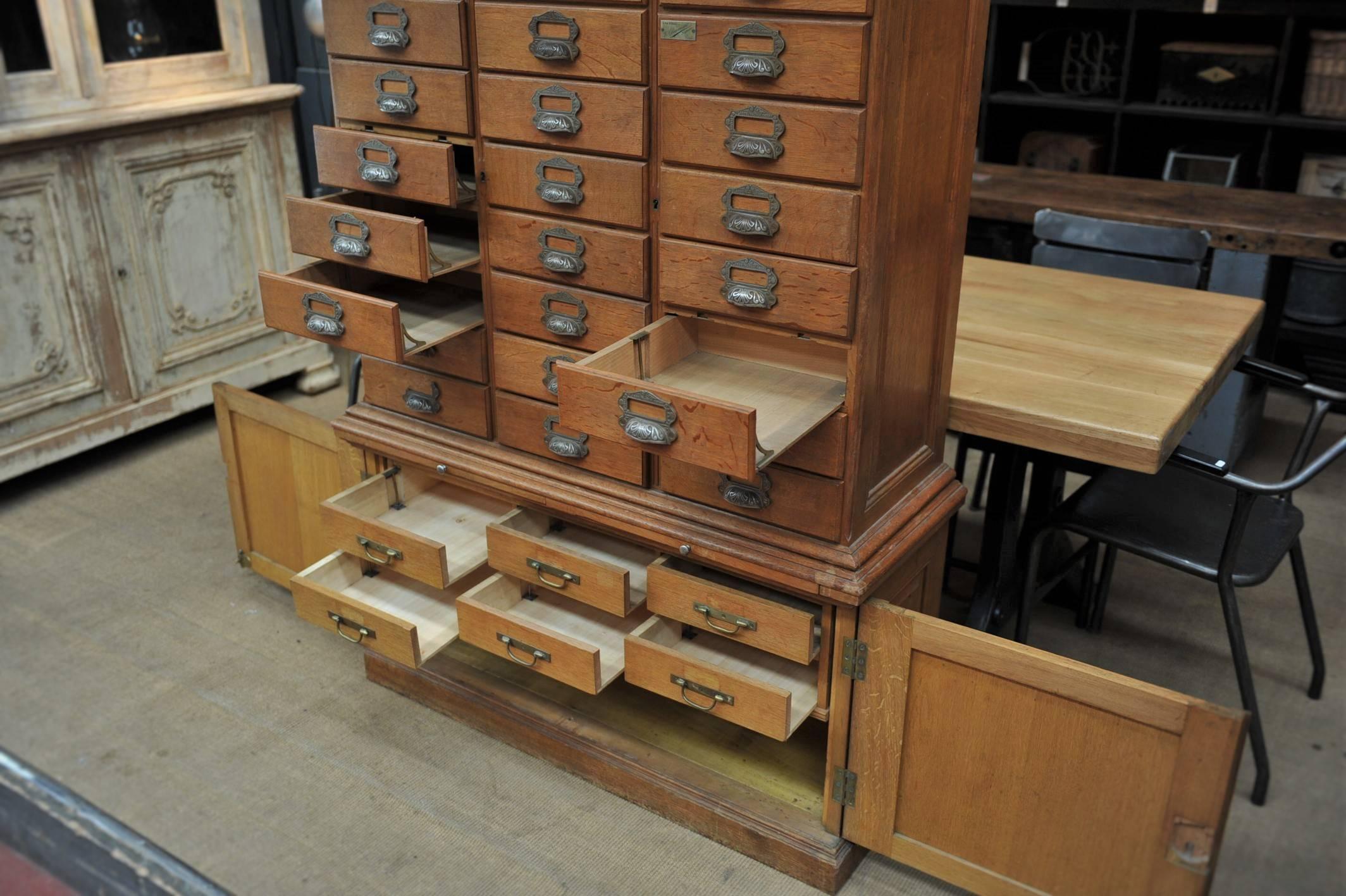Late 19th Century French Oak Notary Luxurious Multi-Drawer File Cabinet from E.Chouanrad, Paris