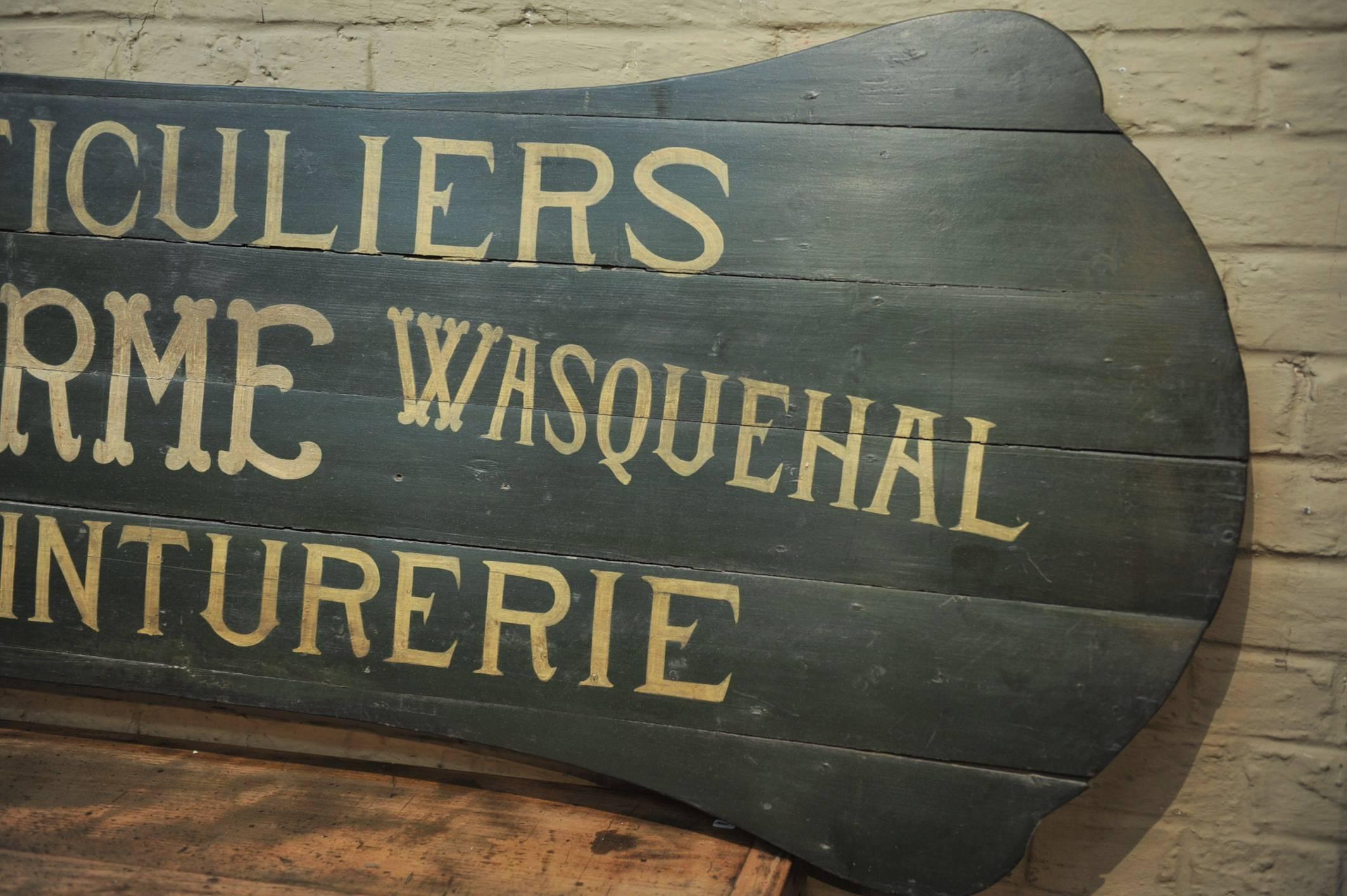 Early 20th Century Large Vintage French Dyeing Factory Sign on Wood Panel, 1930s