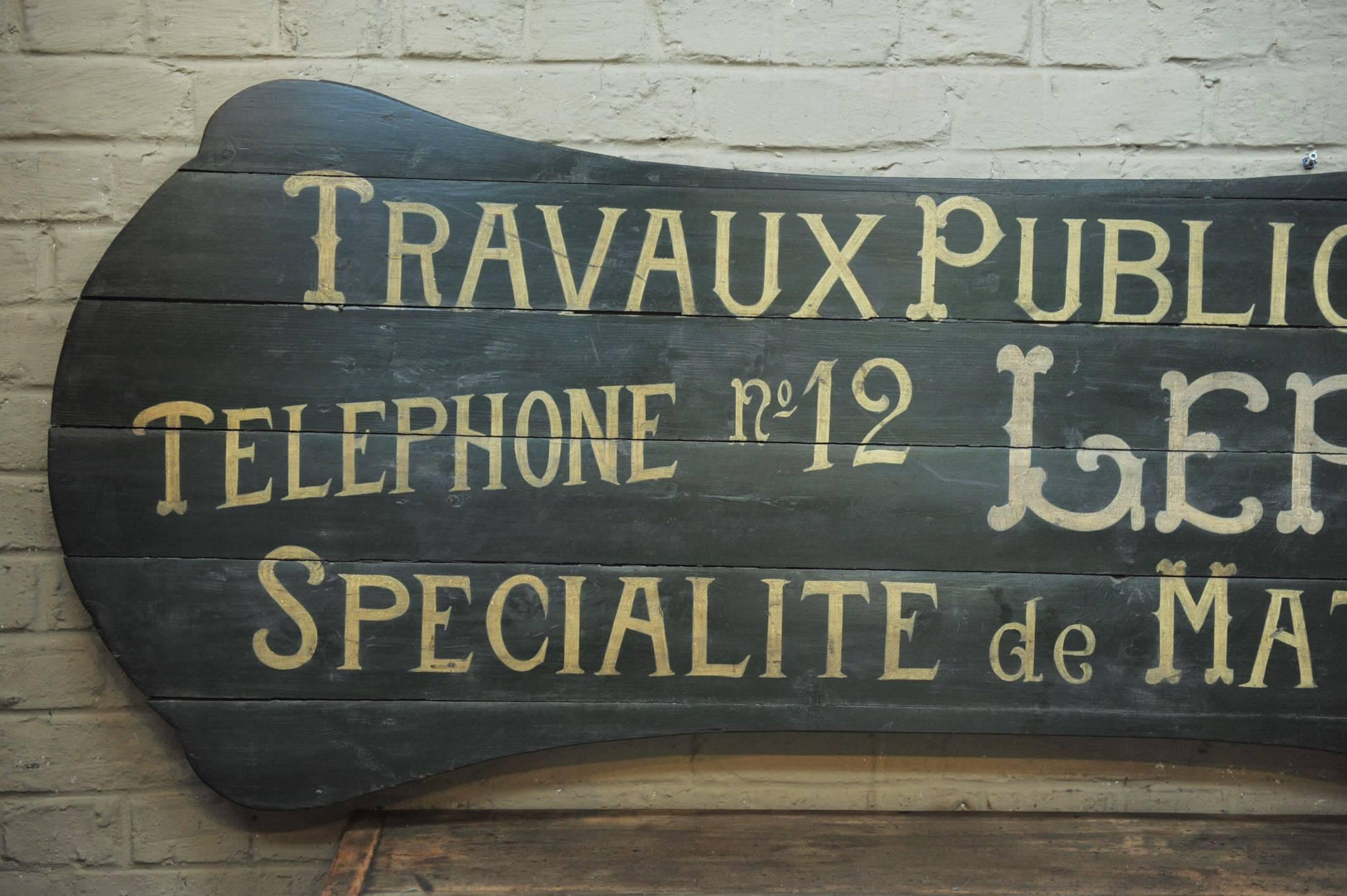 Large Vintage French Dyeing Factory Sign on Wood Panel, 1930s 2