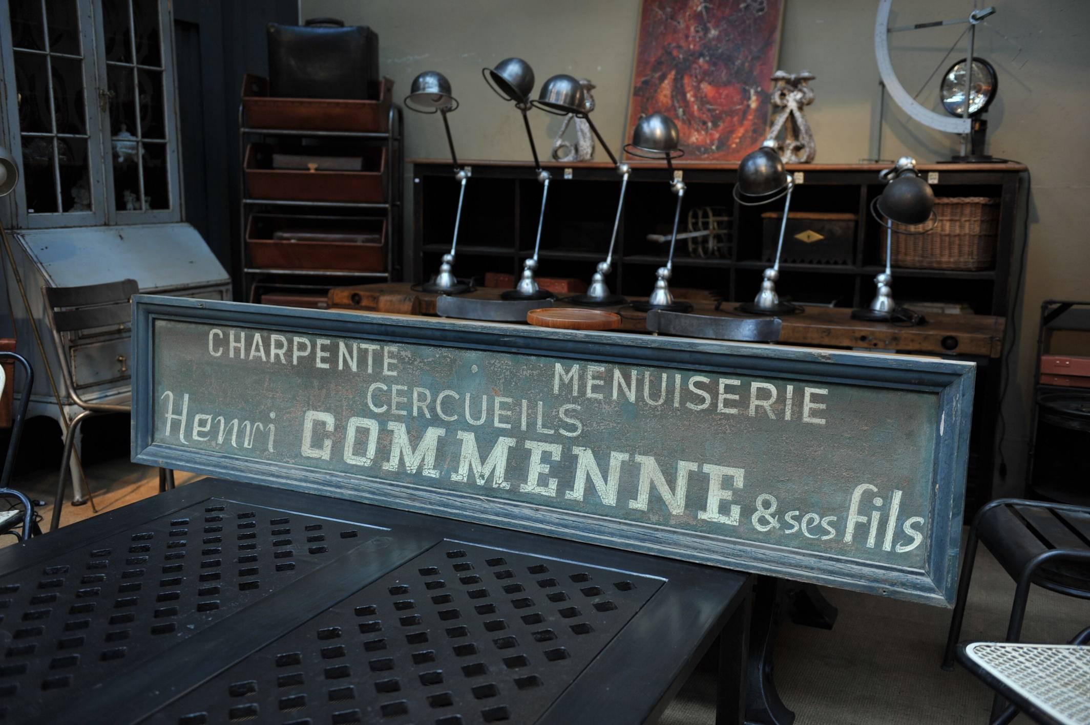 Early 20th Century French Carpenter Wood Sign, 1920s