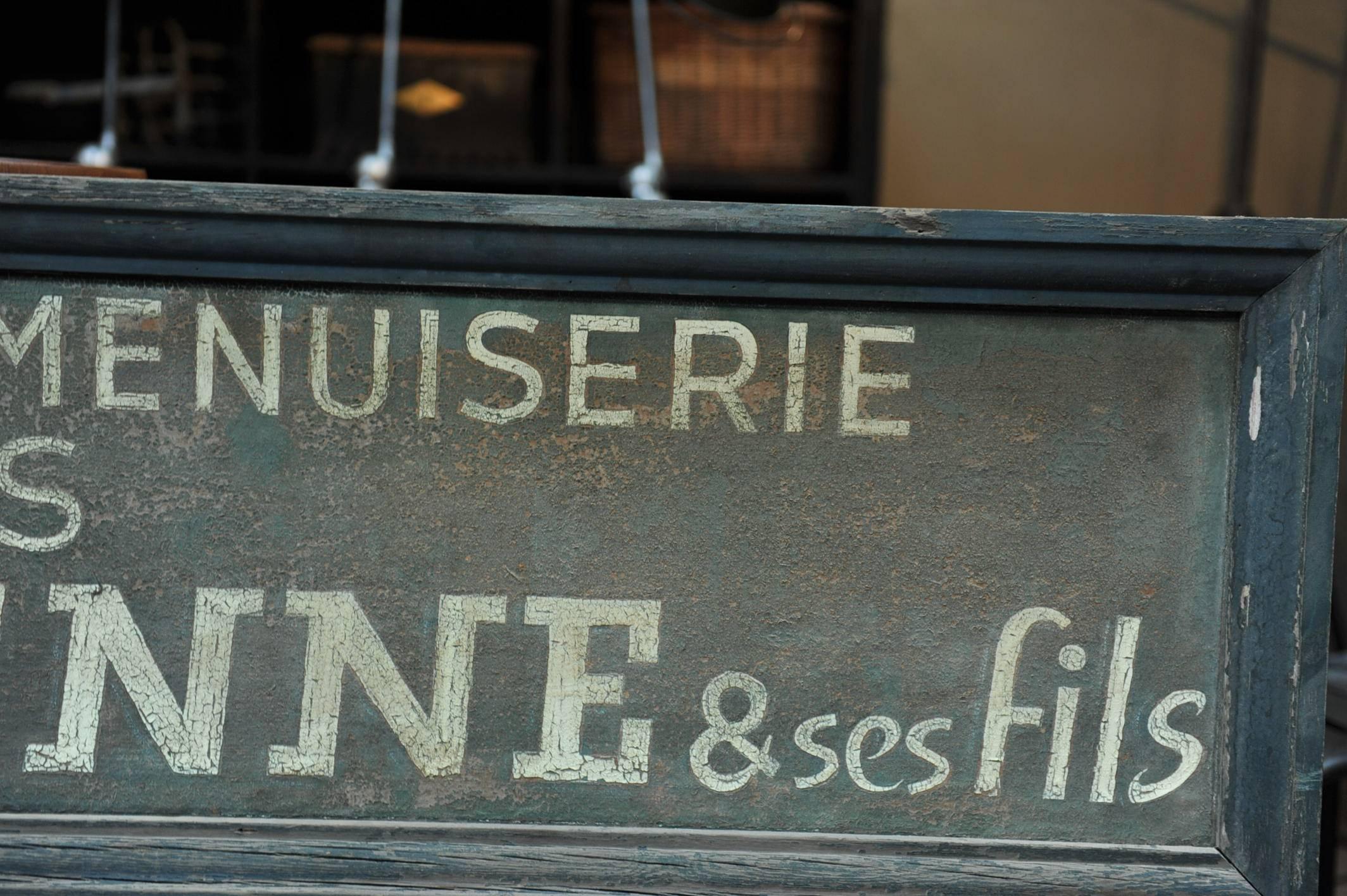 French Carpenter Wood Sign, 1920s 1