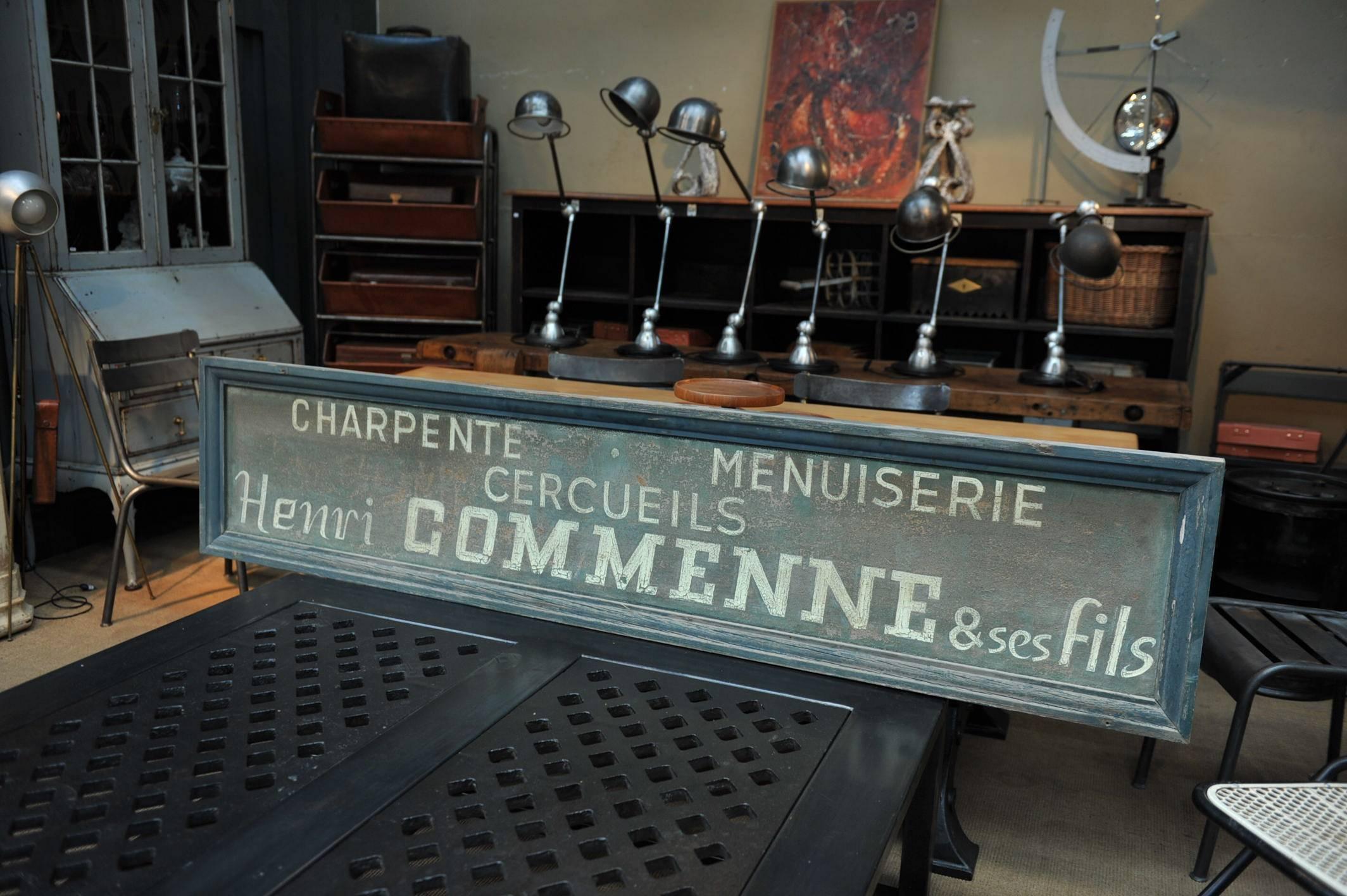 French Carpenter Wood Sign, 1920s 3