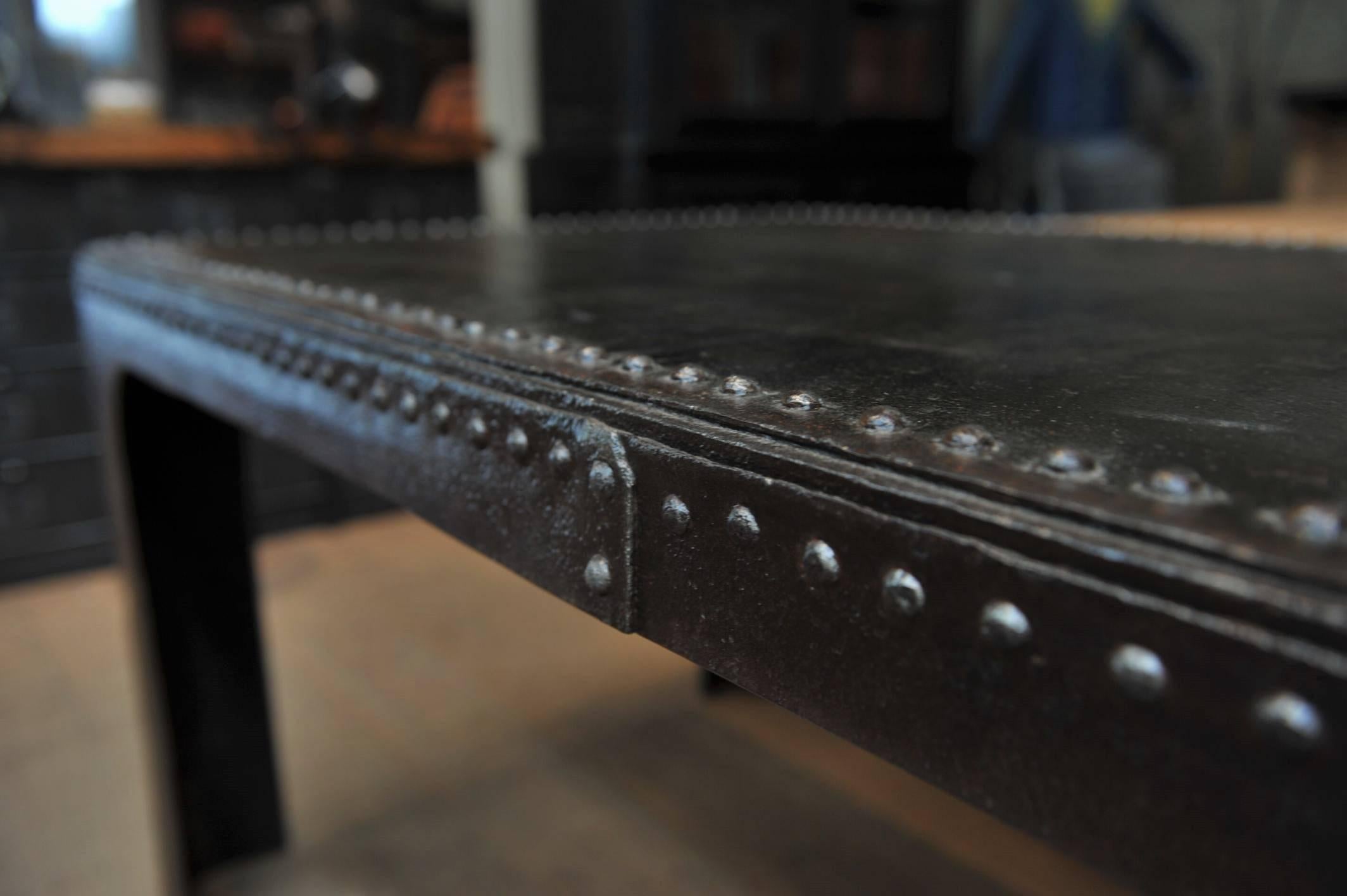 French Factory Riveted Iron Industrial Dining Table, 1900 3
