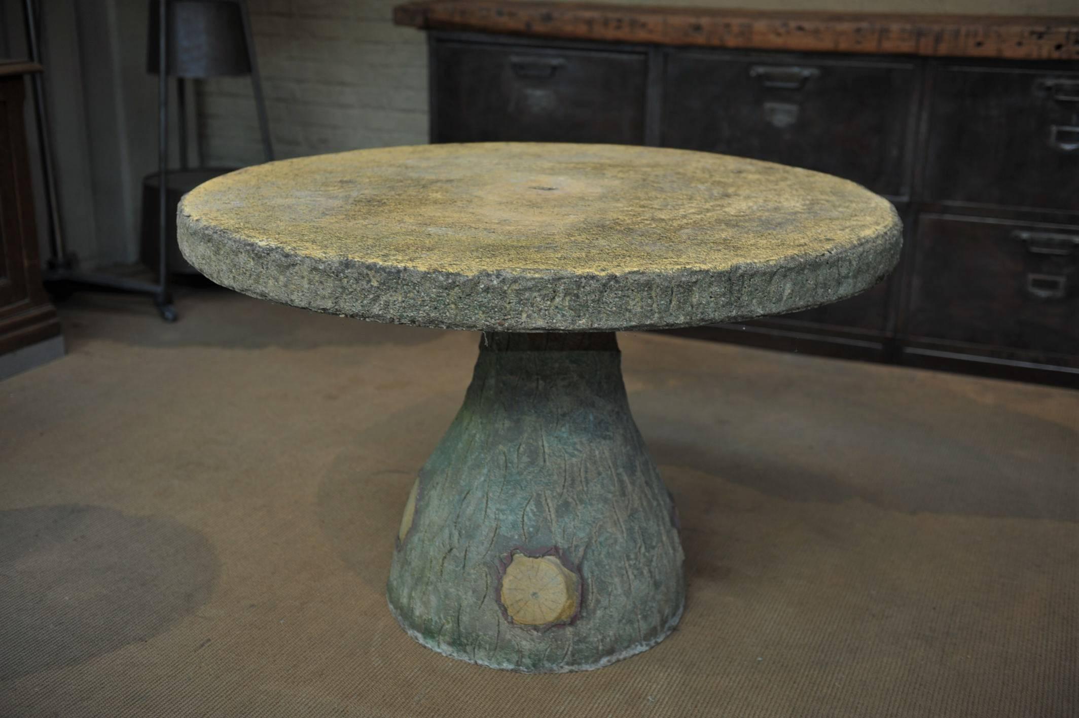Art Nouveau French Garden Set, Faux Bois Table, Stools and Bench, circa 1930