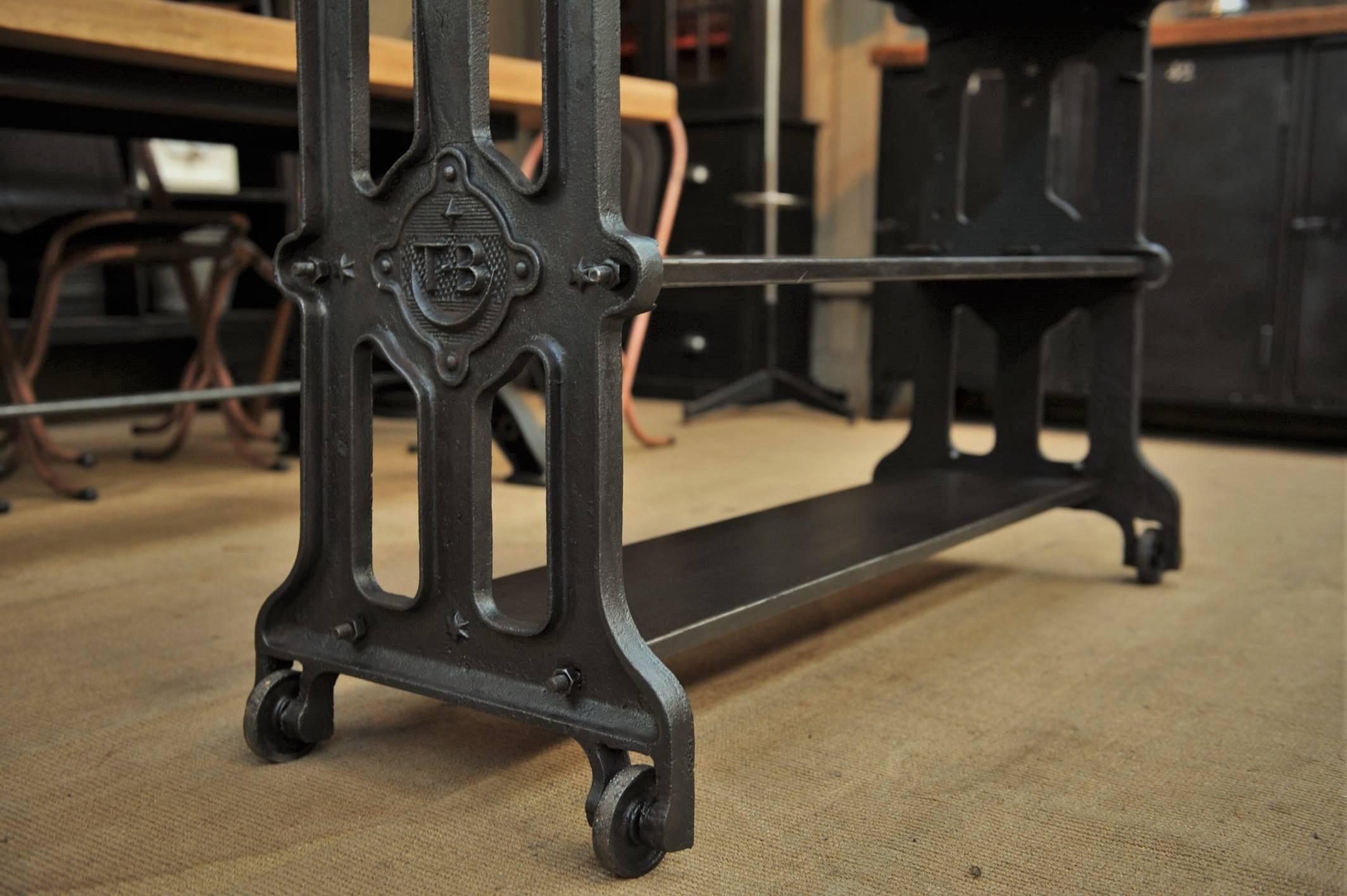 Industrial Cast Iron French Factory Shelf on Wheels, circa 1900 1