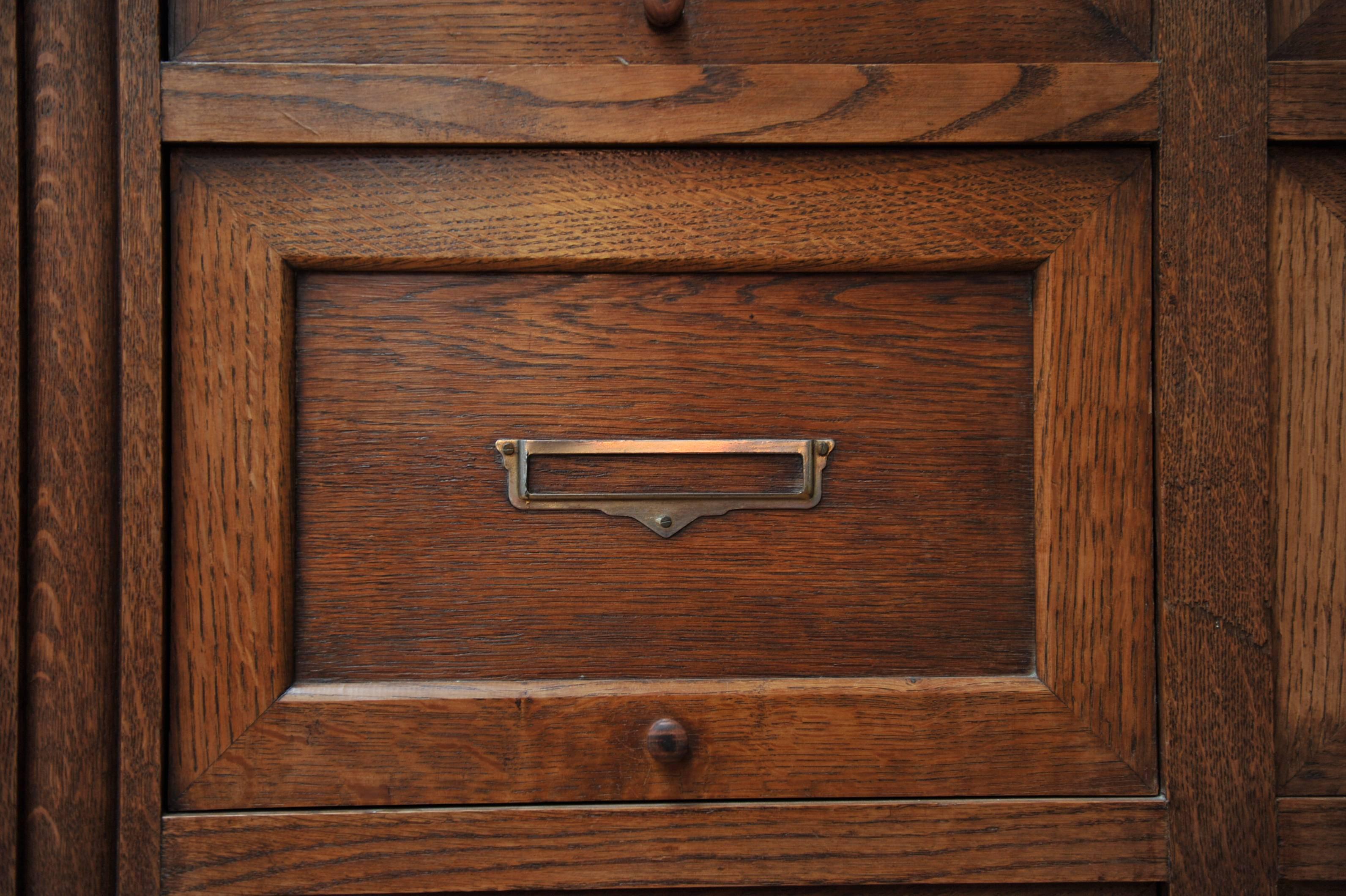 French Oak Notary Luxurious Clapet Drawer and Doors File Cabinet, circa 1900 4