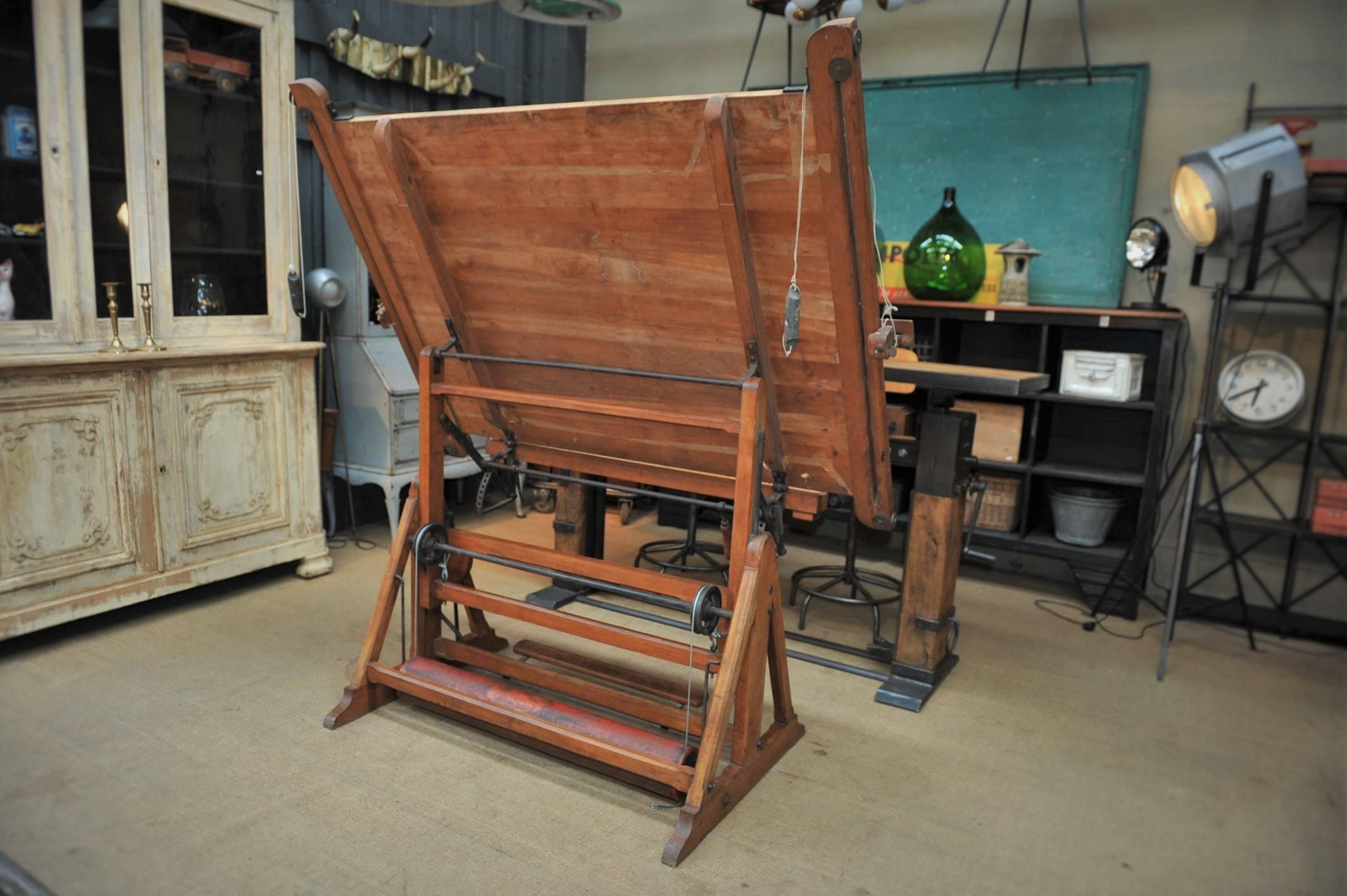 architectural drafting table with parallel bar