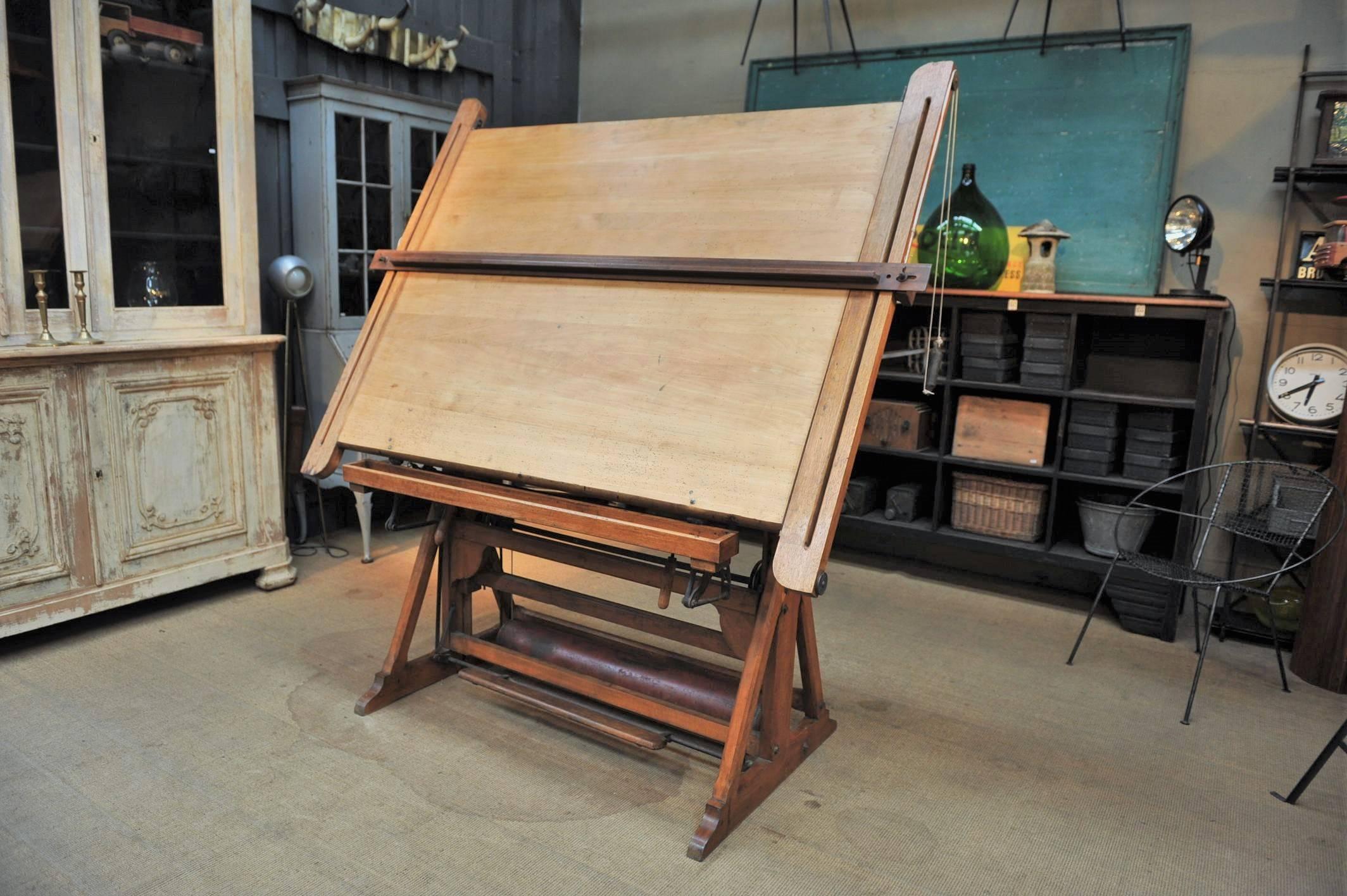 French Adjustable Architect's Drafting Table, 1900s 1