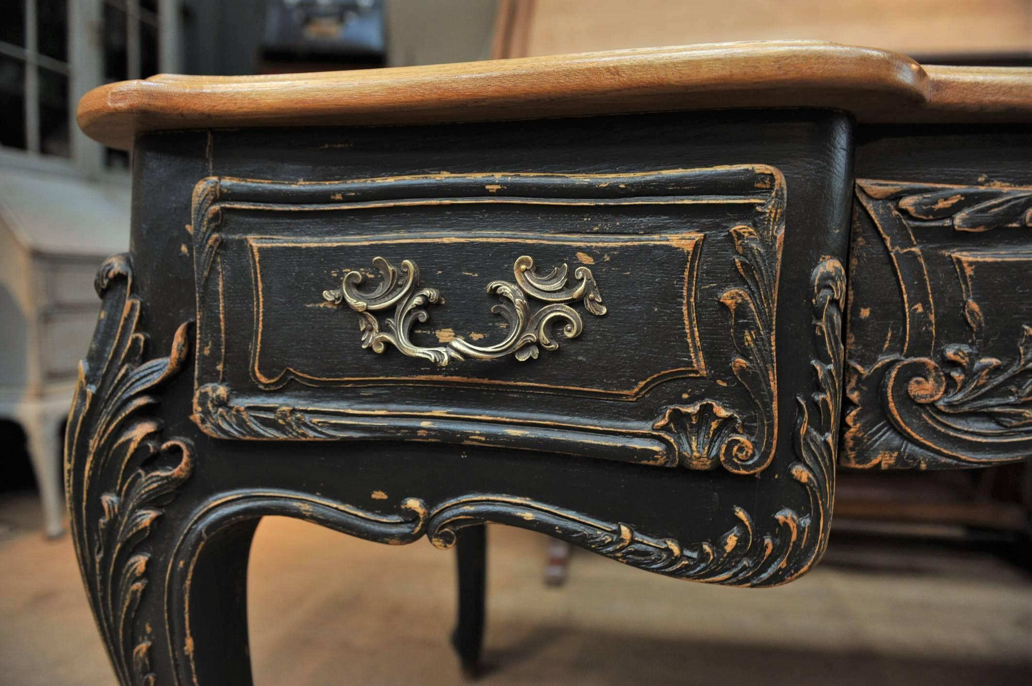 Louis XV Style French Solid Oak Desk, circa 1950 3