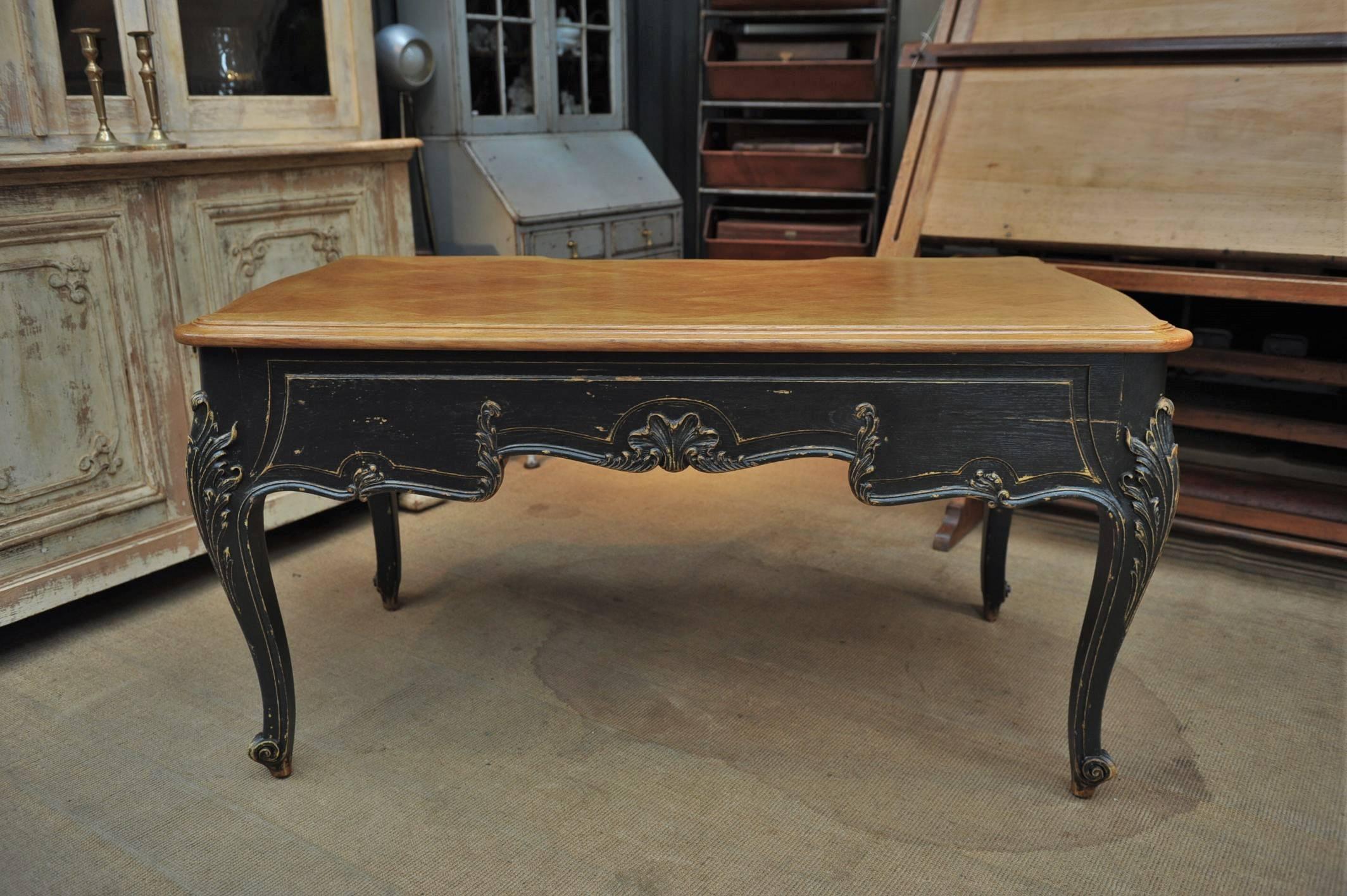Mid-19th Century Louis XV Style French Solid Oak Desk, circa 1950