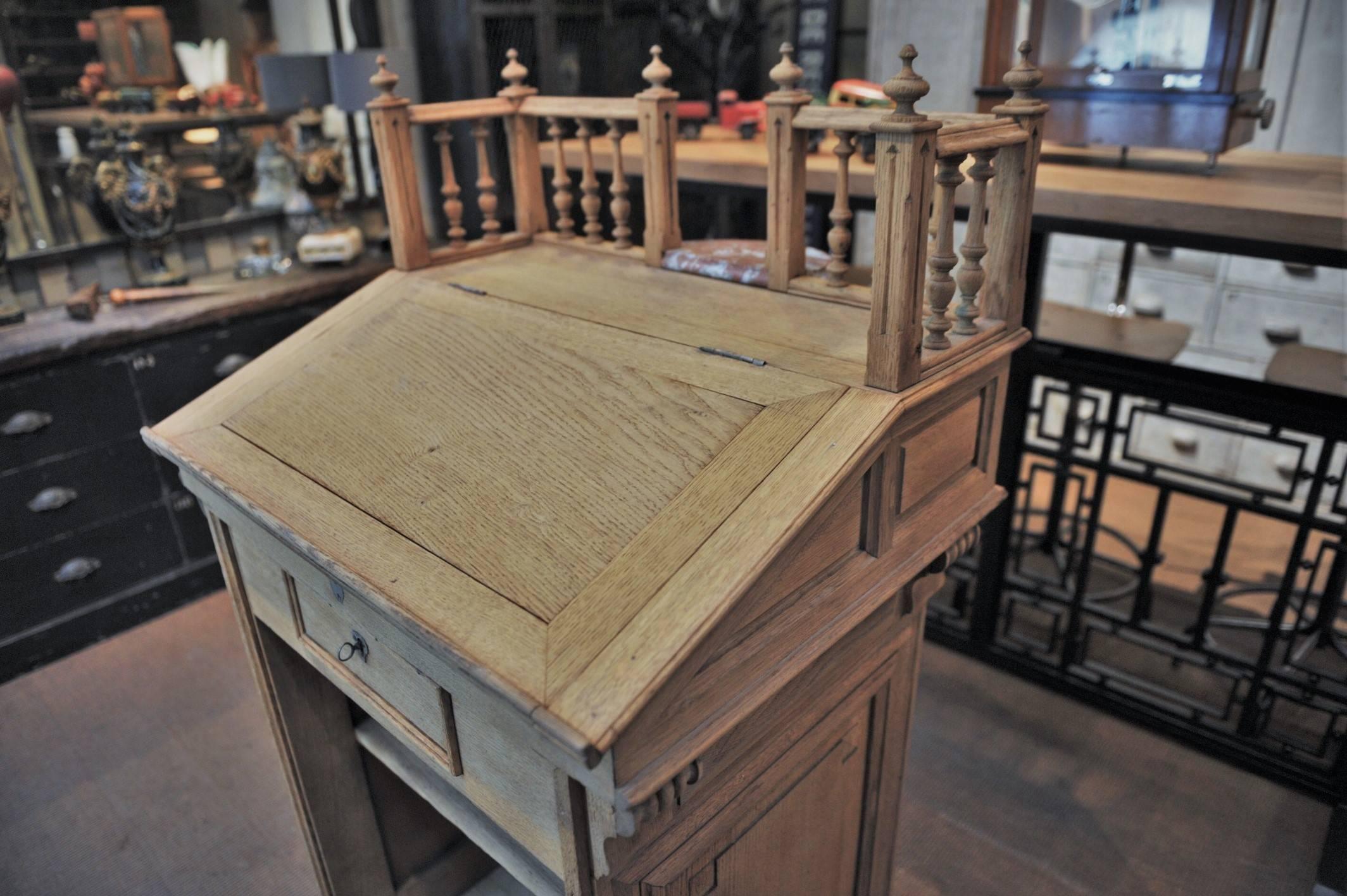French Oak and Marble Counter, 1900s 1