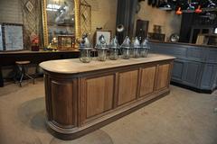 French Oval Oak Drawer and Doors Counter Shop Center Cabinet, 1900