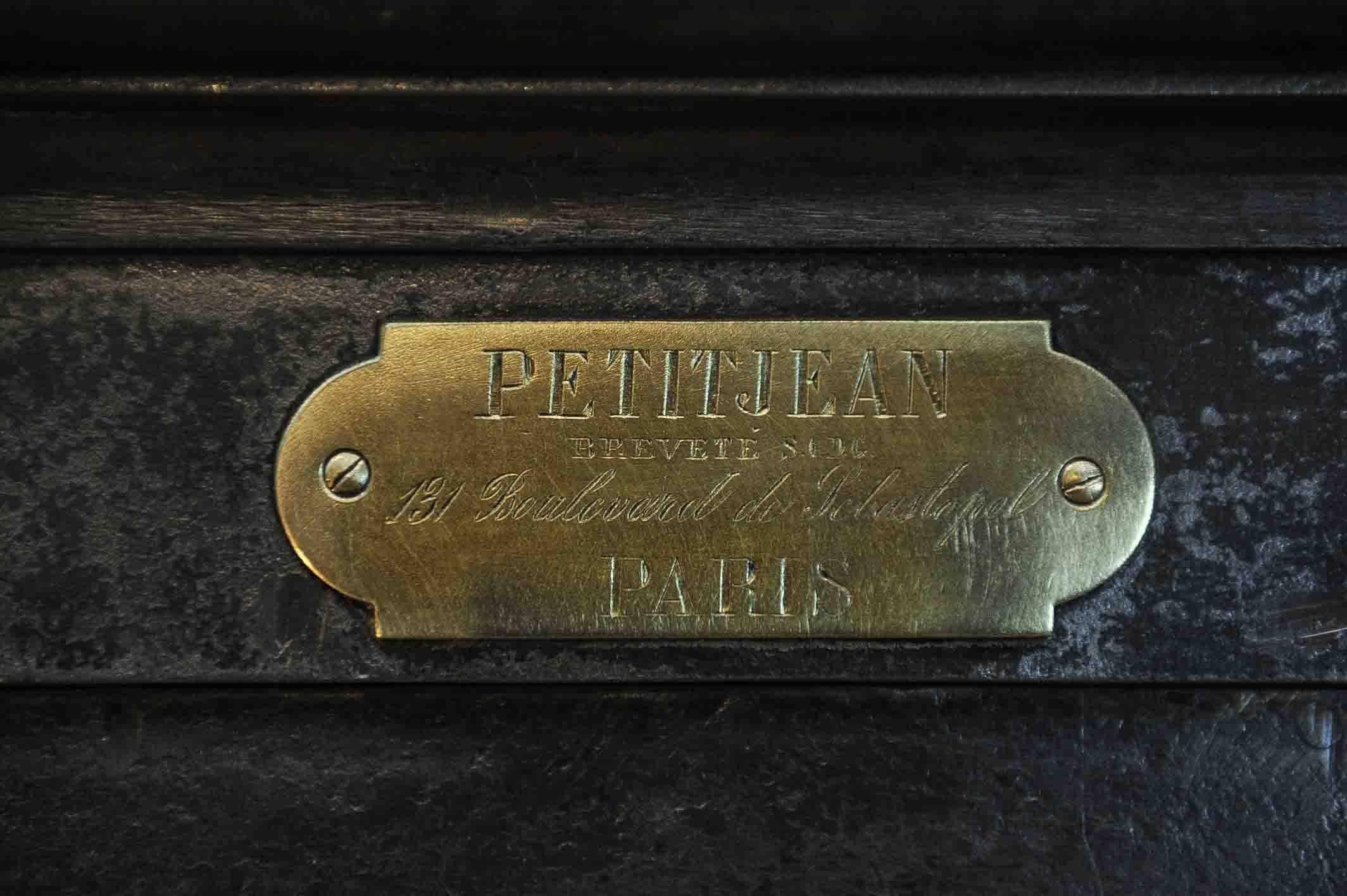 French 19th Century Iron and Wood Safe from Petitjean Paris with All Keys
