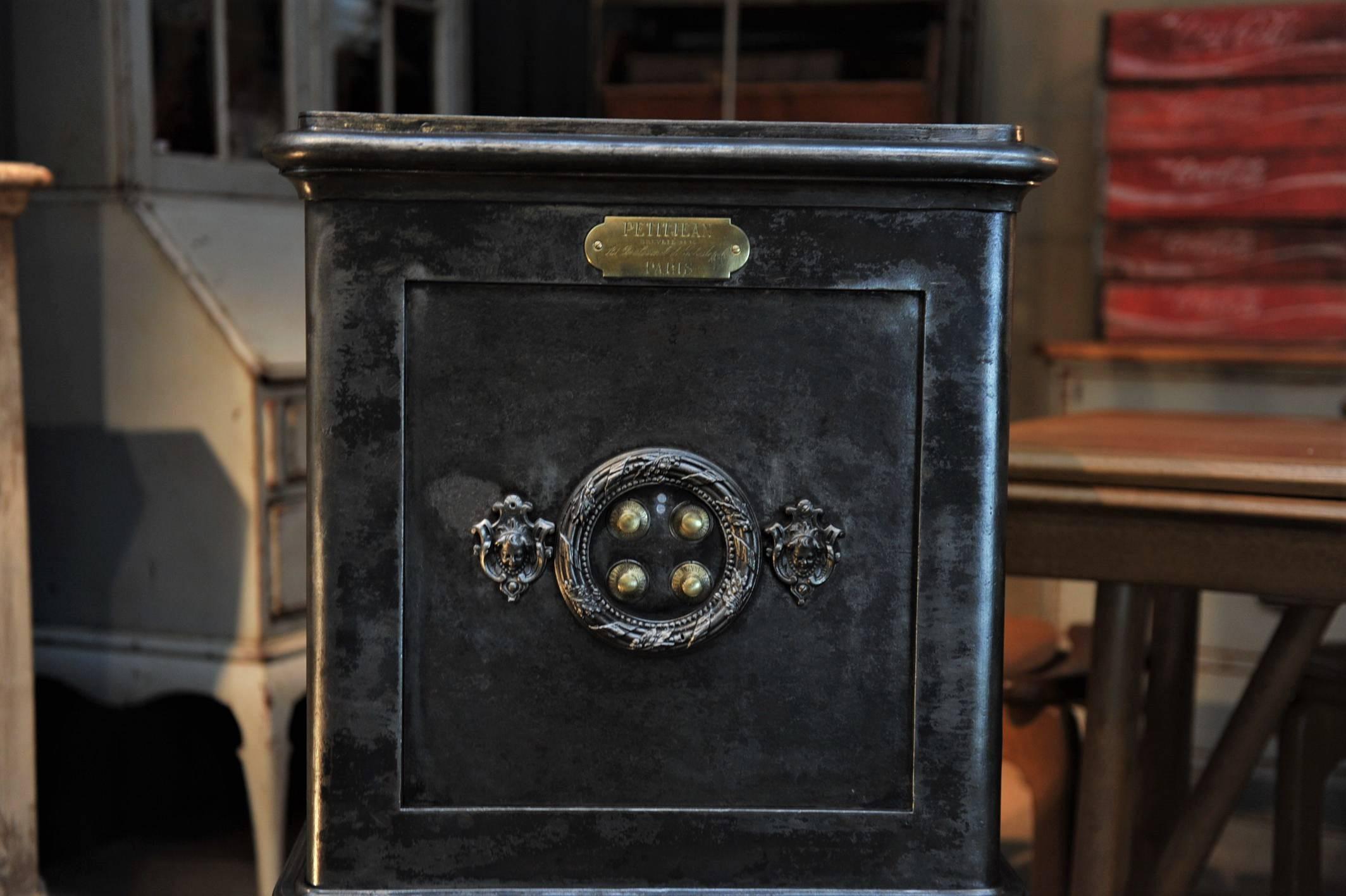 19th Century Iron and Wood Safe from Petitjean Paris with All Keys 3