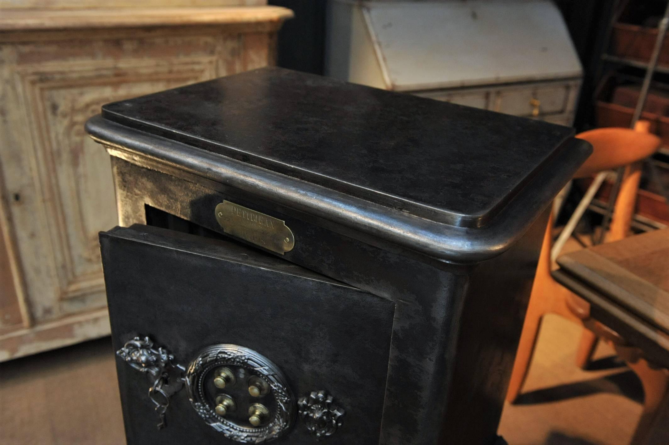 19th Century Iron and Wood Safe from Petitjean Paris with All Keys at ...