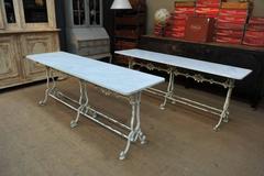 French Marble and Cast Iron Garden Tables, 1900