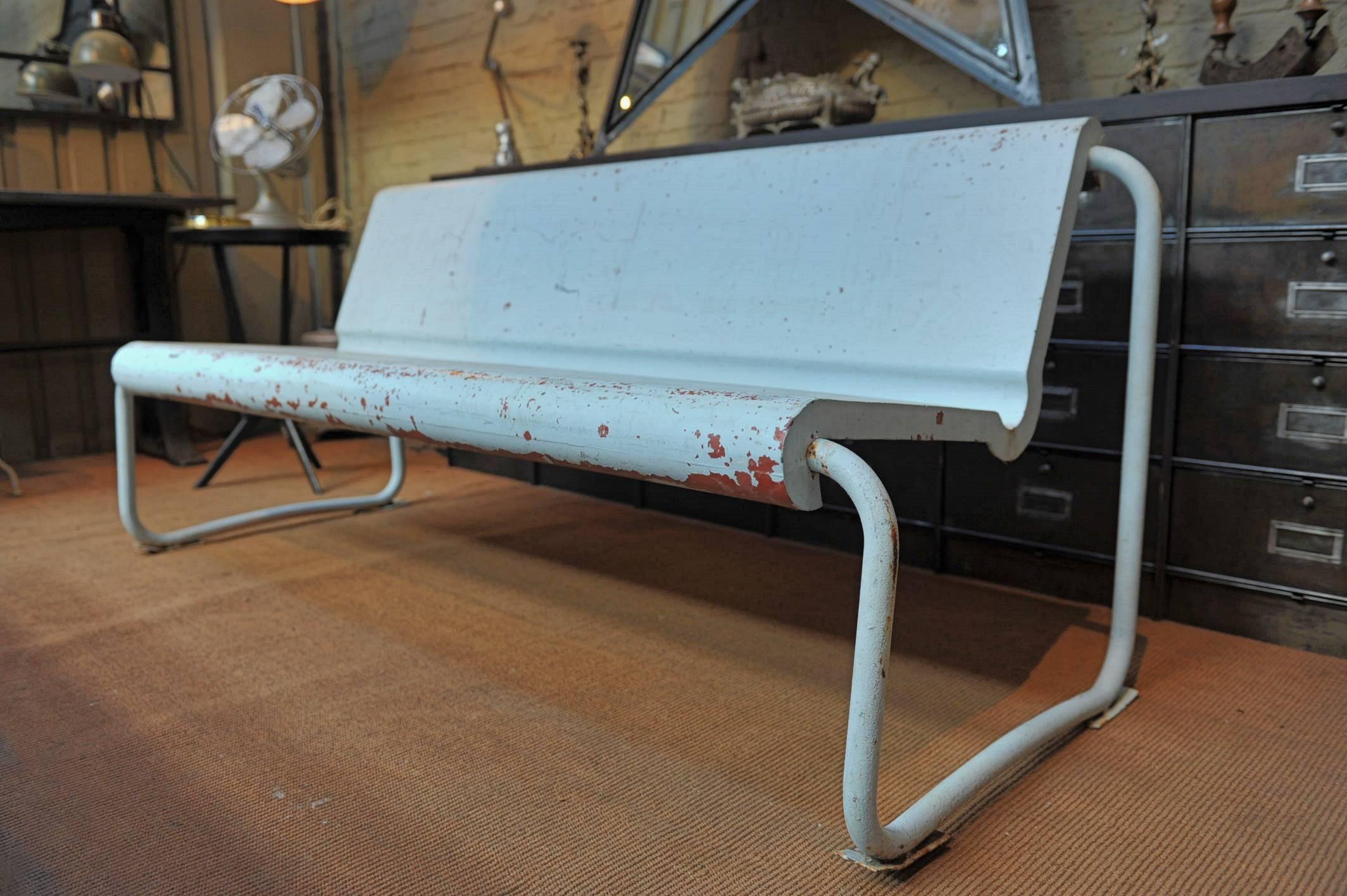 Iron Rare 1950s Swiss Bench by Willy Gühl