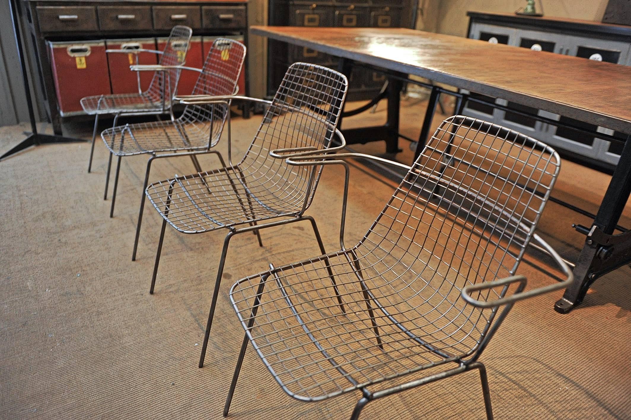 French Iron Mid-Century Design Chairs, 1950 3