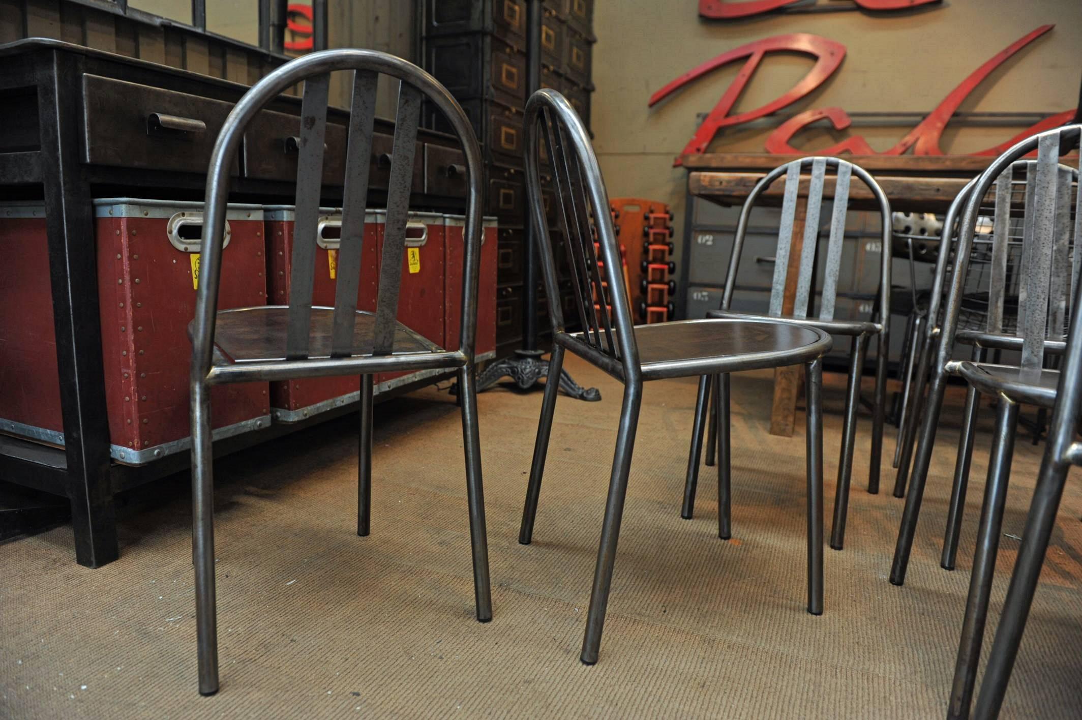 French Mallet Steven Vintage Stackable Metal Chairs, 1940