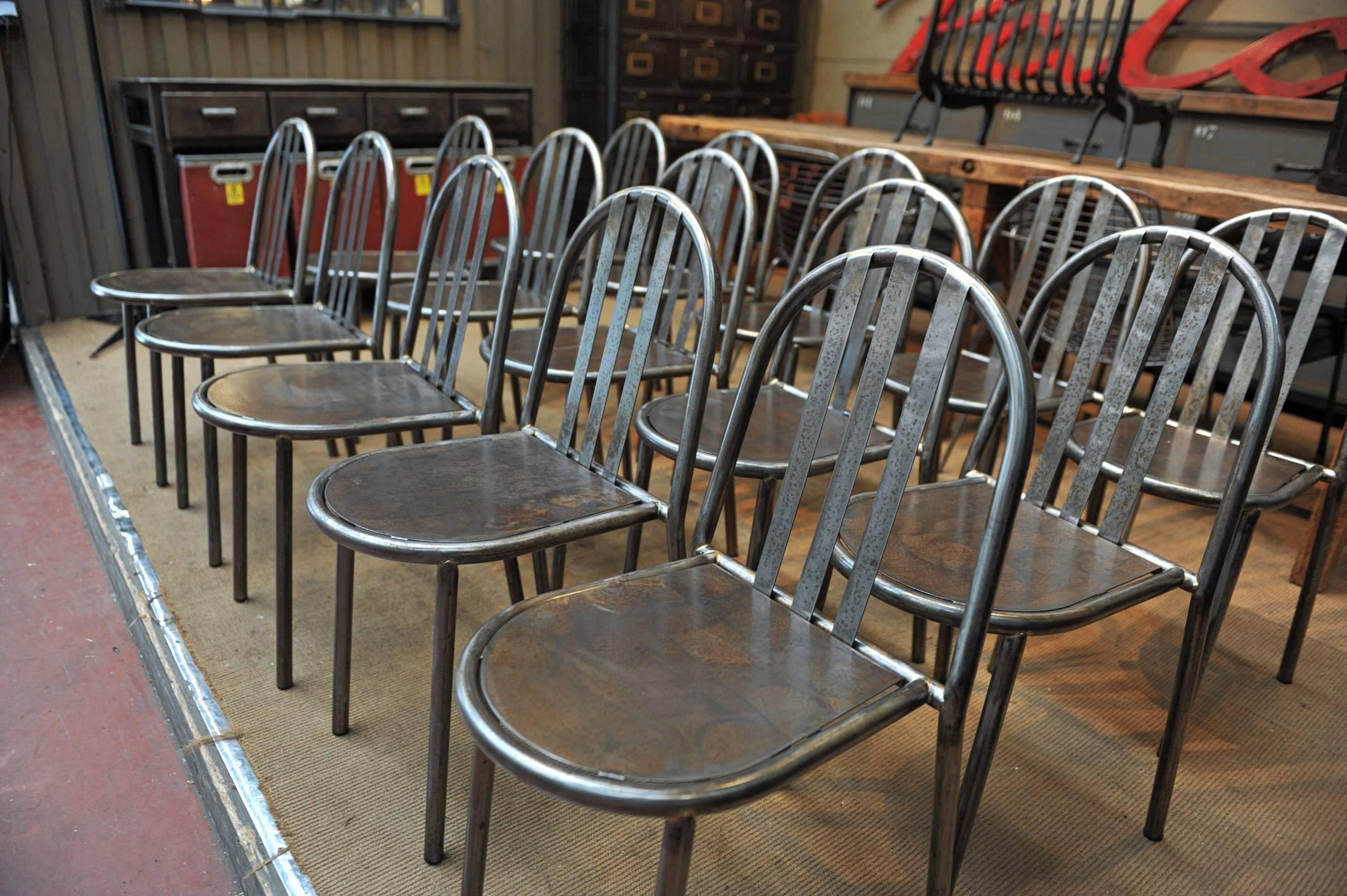 Mid-20th Century Mallet Steven Vintage Stackable Metal Chairs, 1940