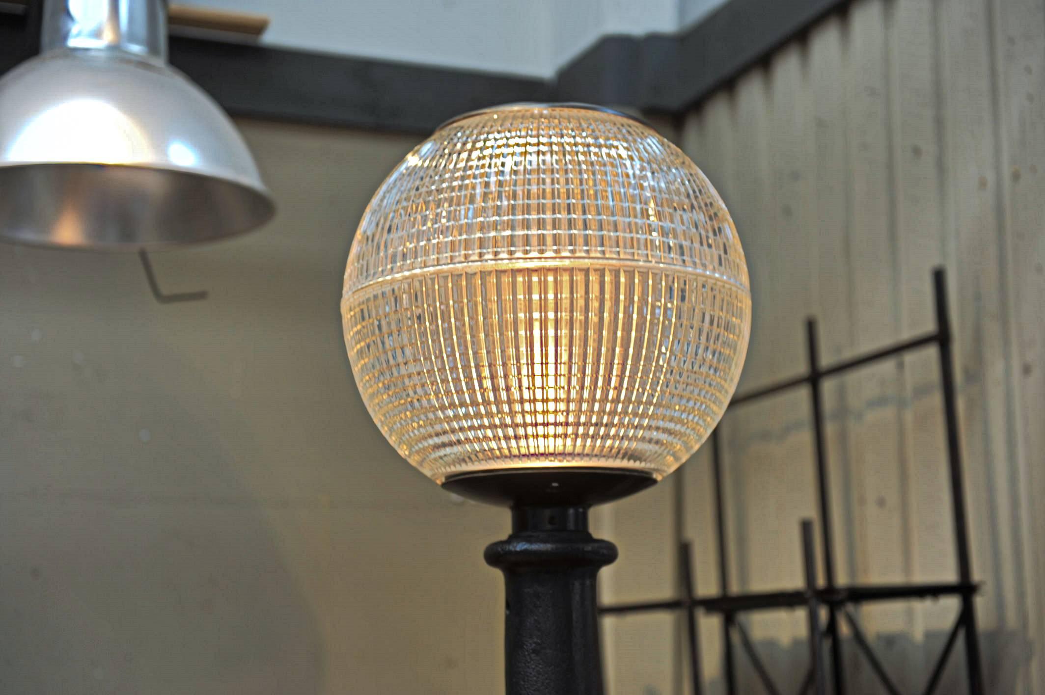 Holophane Parisian Glass Globe and Cast Iron Floor Lamp 2