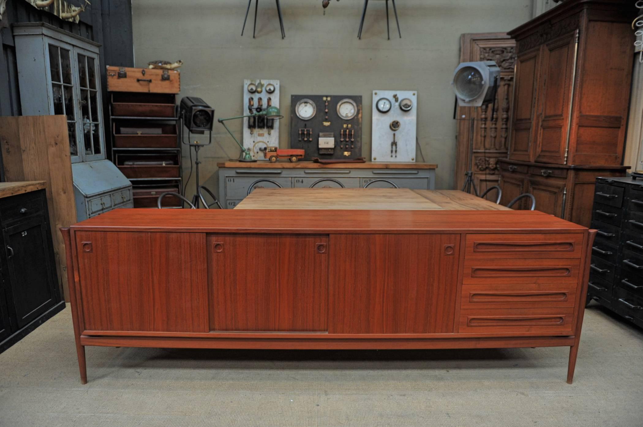 Danish Massive Teak Credenza by Finn Juhl 1