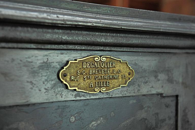 19th Century Iron and Wood Safe from Degauquier Lille with Key and Code ...