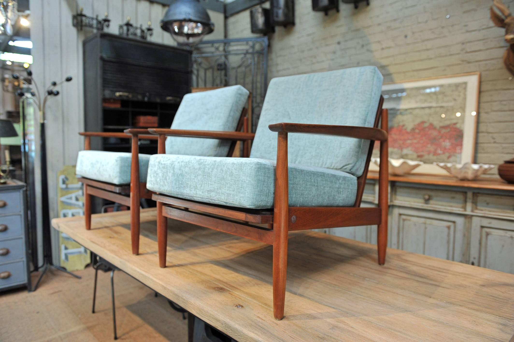 Danish Teak  Armchairs, 1960s Newly Reupholstered 1