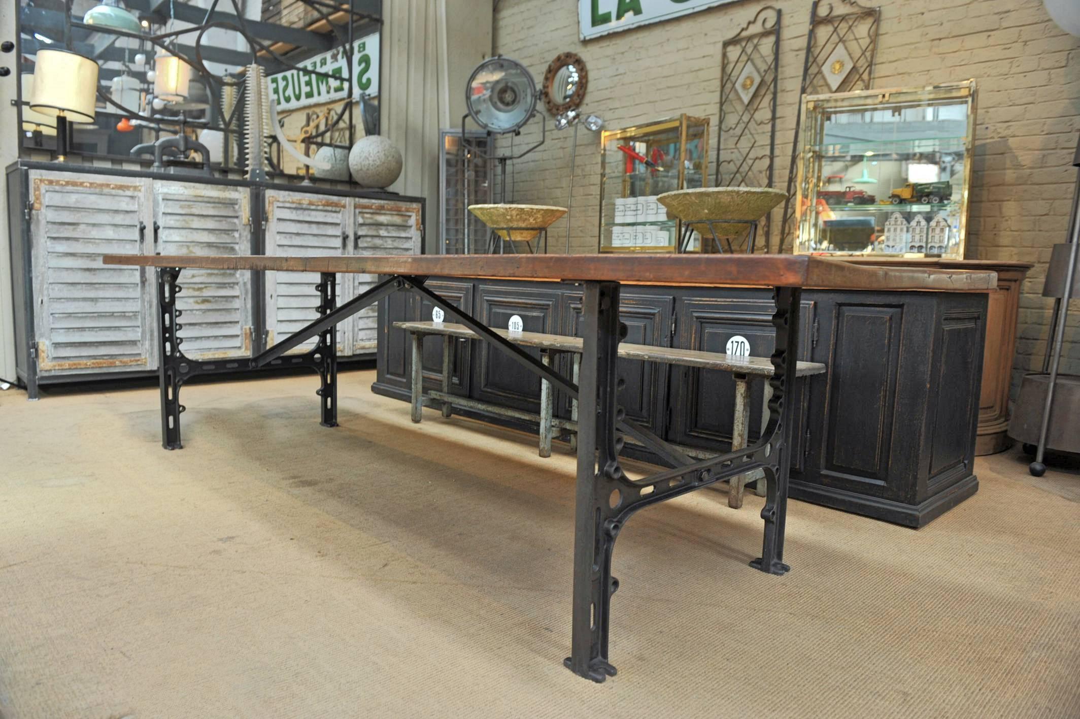 Singer Cast Iron and Beechwood Industrial Dining Table 3