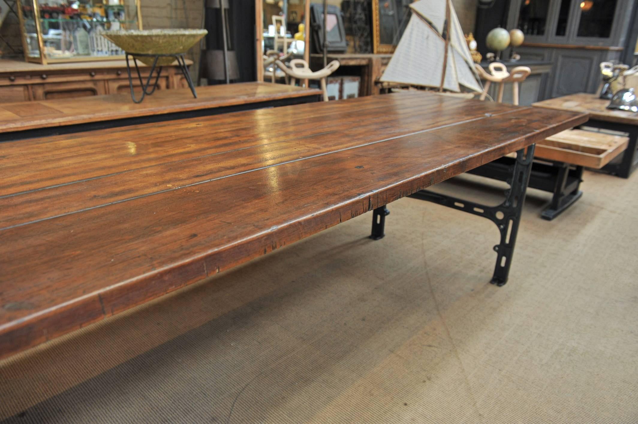 Singer Cast Iron and Beechwood Industrial Dining Table 4