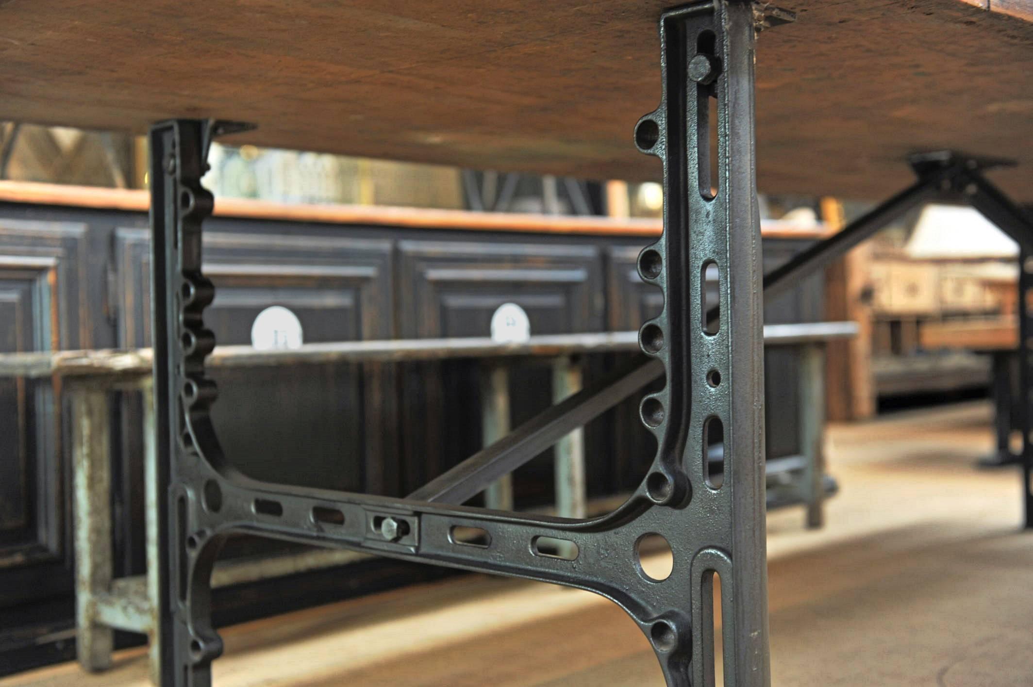 Early 20th Century Singer Cast Iron and Beechwood Industrial Dining Table