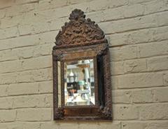 19th Century Repoussé Brass Napoleon III Beveled Mirror, 1850s