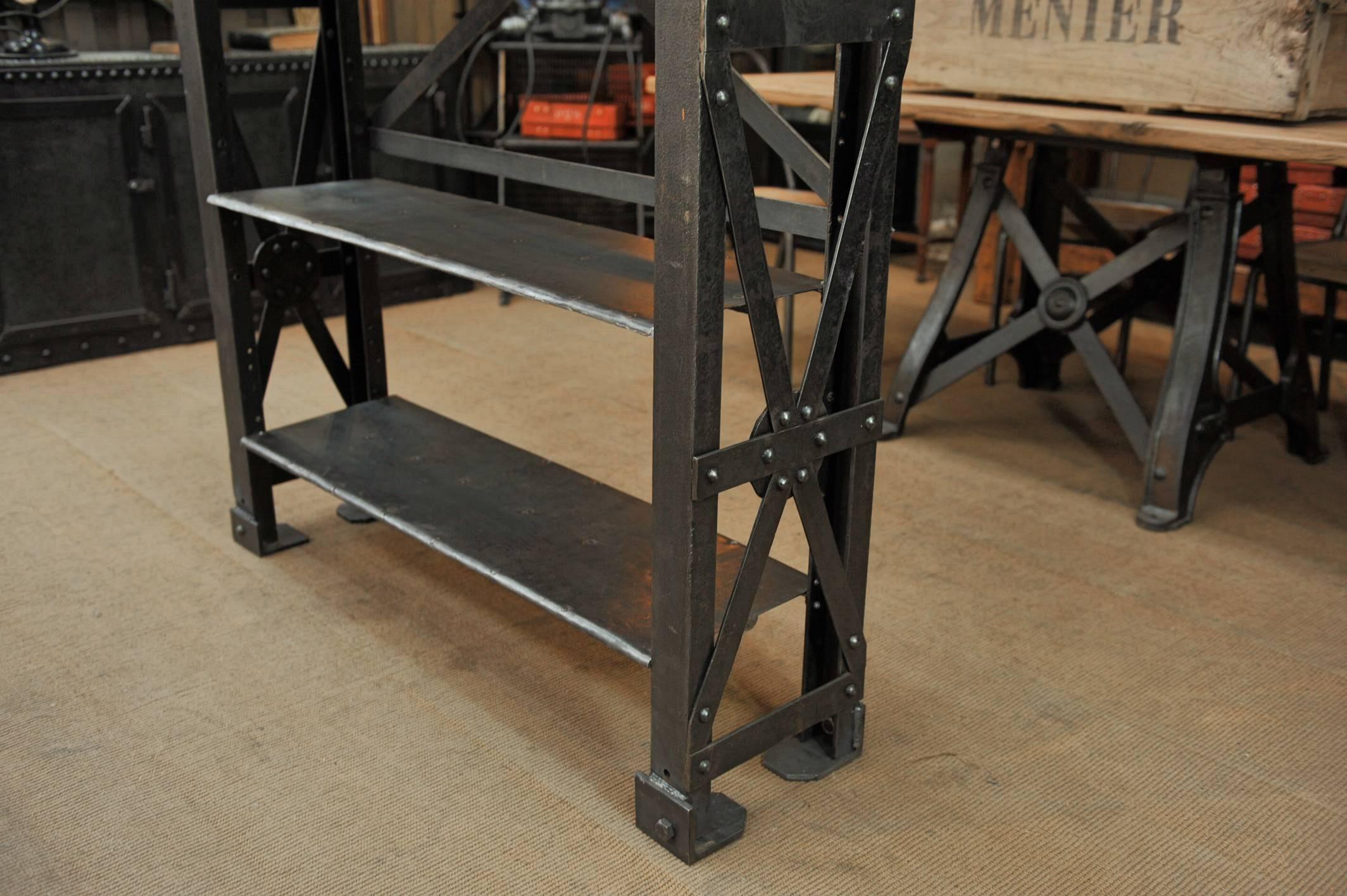  Riveted Iron Adjustable Industrial Shelf, circa 1900 3