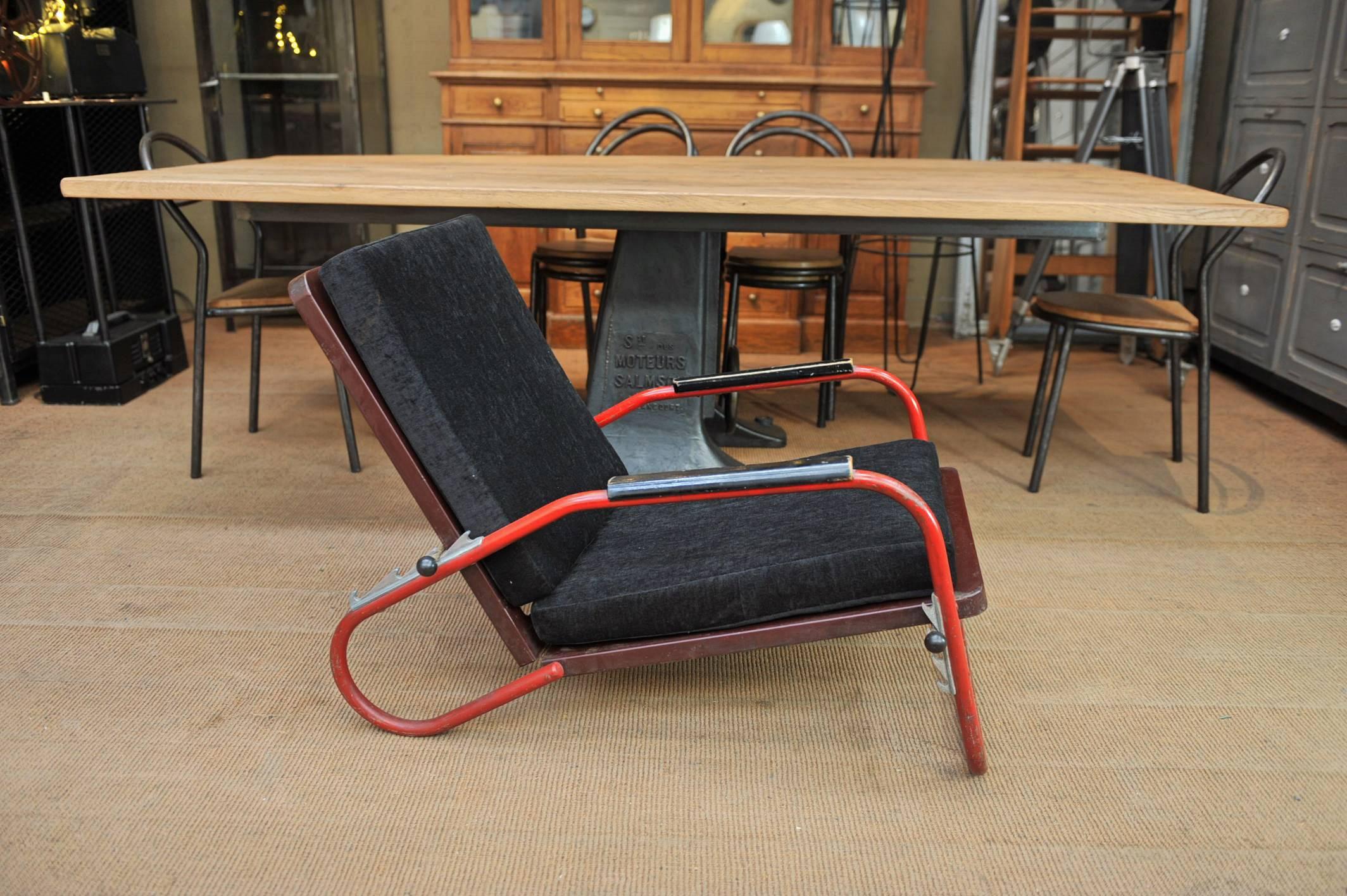 Design Adjustable Iron Lounge Chairs, circa 1940 2