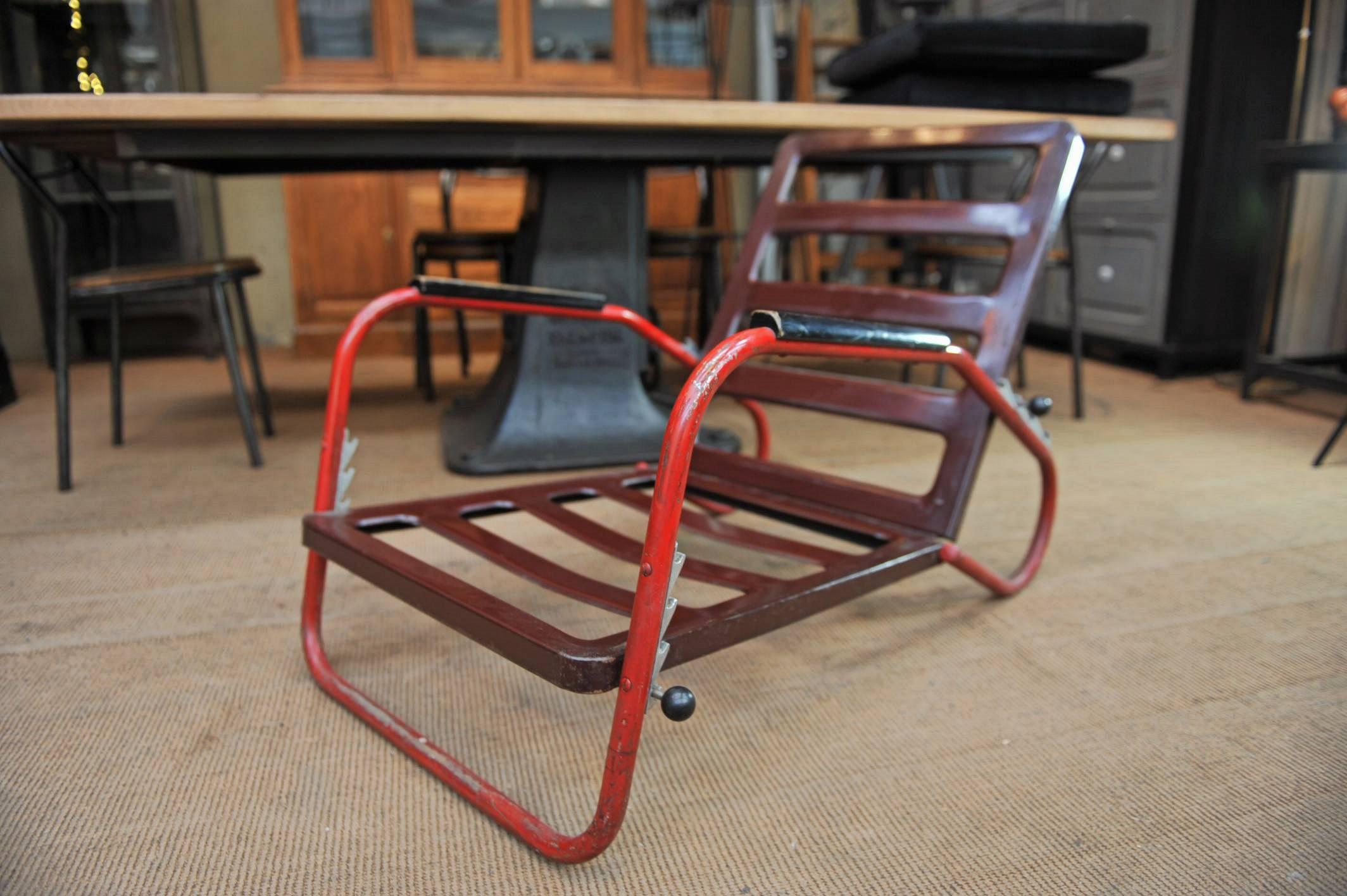 Design Adjustable Iron Lounge Chairs, circa 1940 1