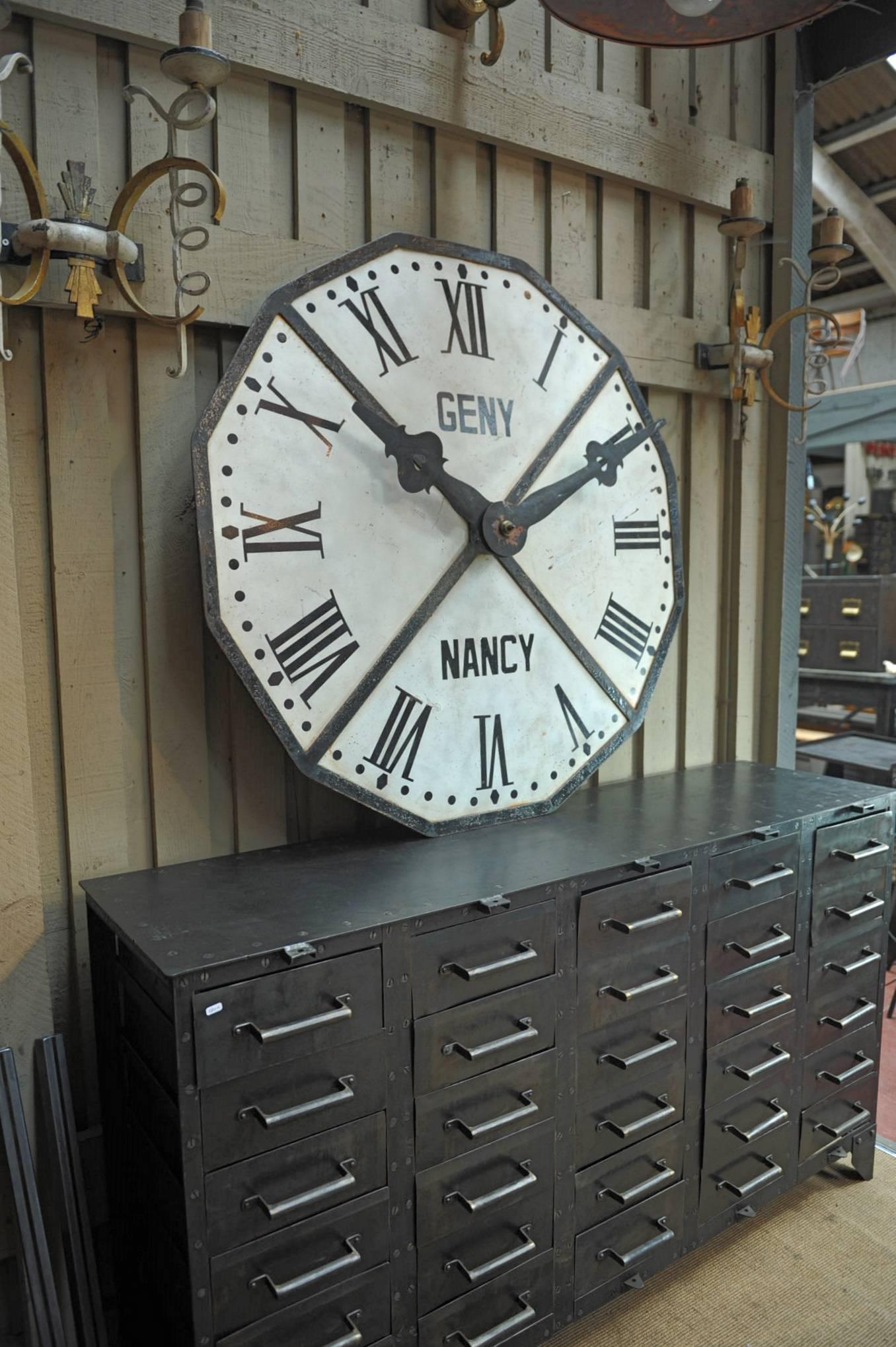 Industrial 1900s, French Large Iron Train Station Clock Face