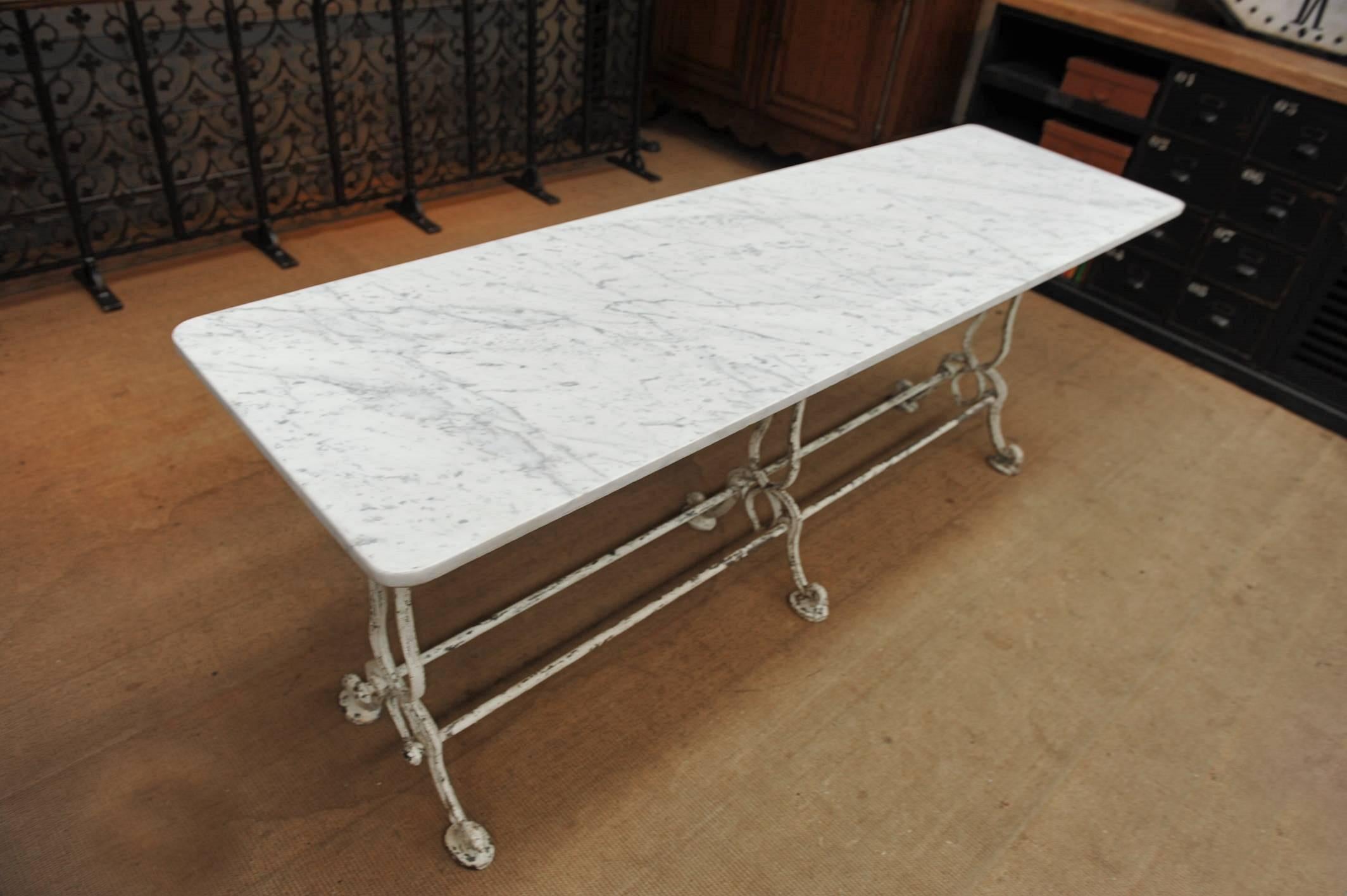 French Marble and Cast Iron Garden Table, 1900 4