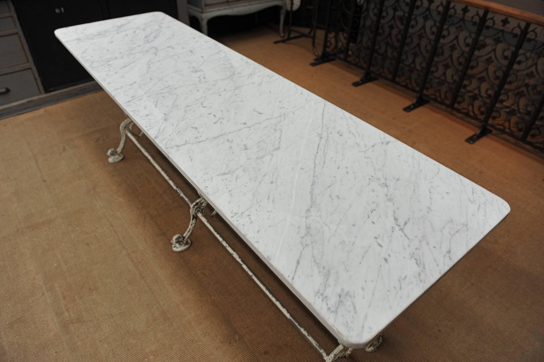French Marble and Cast Iron Garden Table, 1900 2