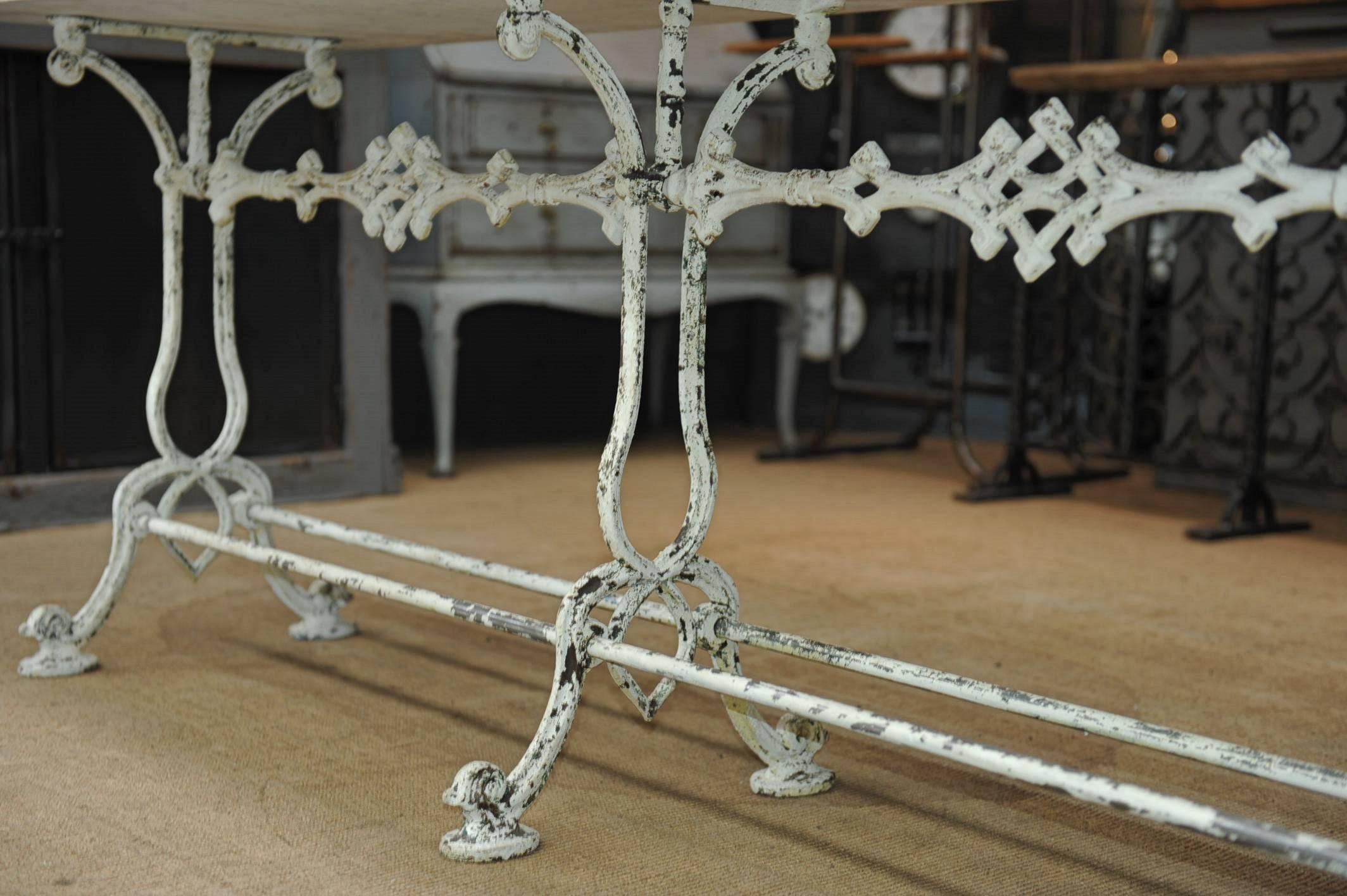 French Marble and Cast Iron Garden Table, 1900 1
