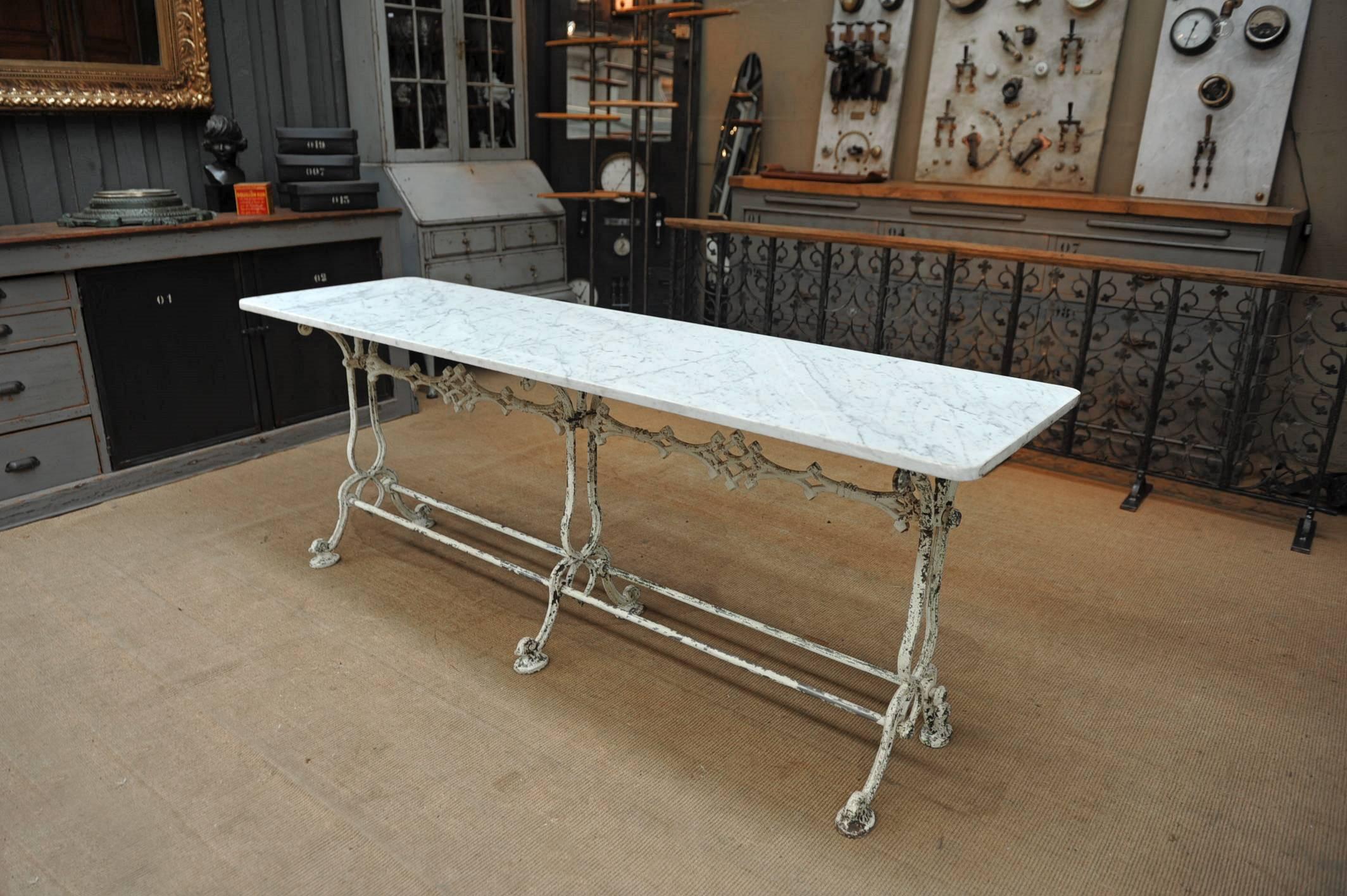French Marble and Cast Iron Garden Table, 1900 5